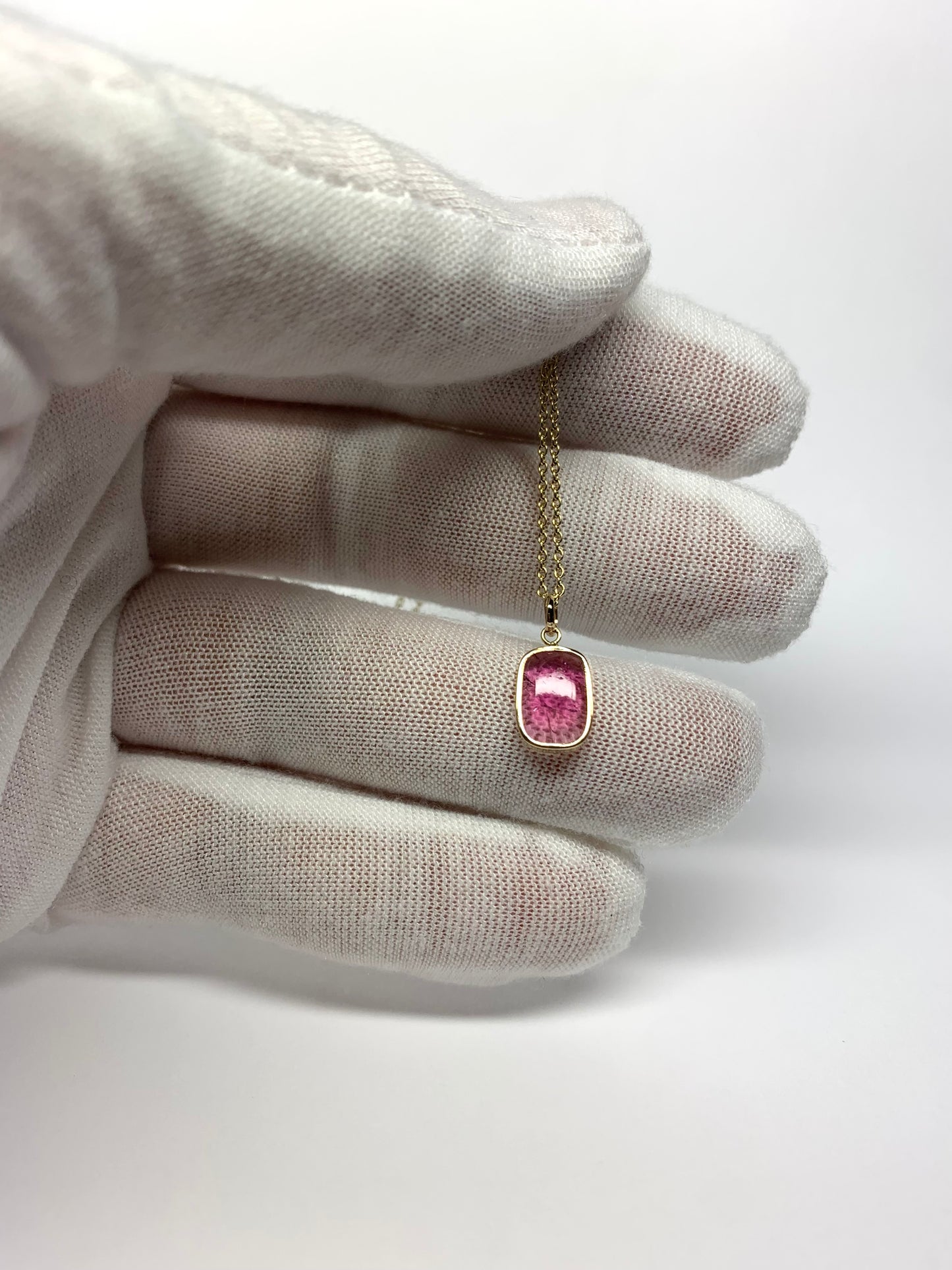 14k Solid Yellow Gold, Natural Pink Tourmaline Mini Pendant