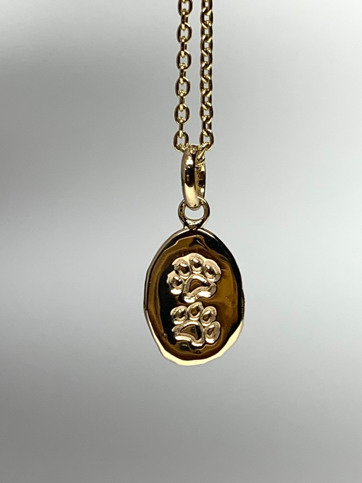 14K Solid Yellow Gold Nugget “Paws” Mini Pendant, Tiny Charm
