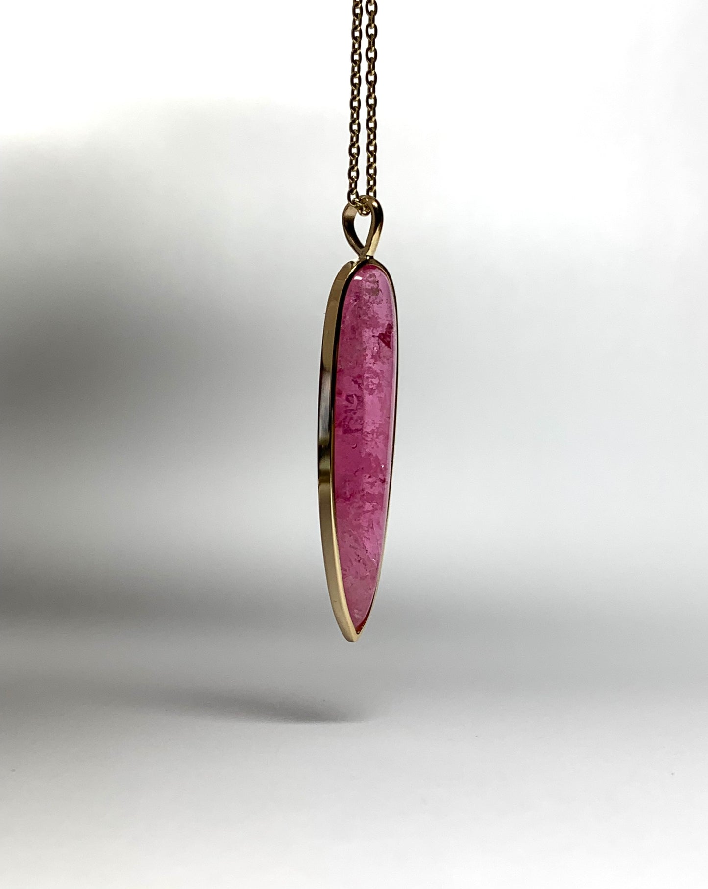 14k Solid Yellow Gold, Natural Pink Tourmaline “Arrowhead” Pendant
