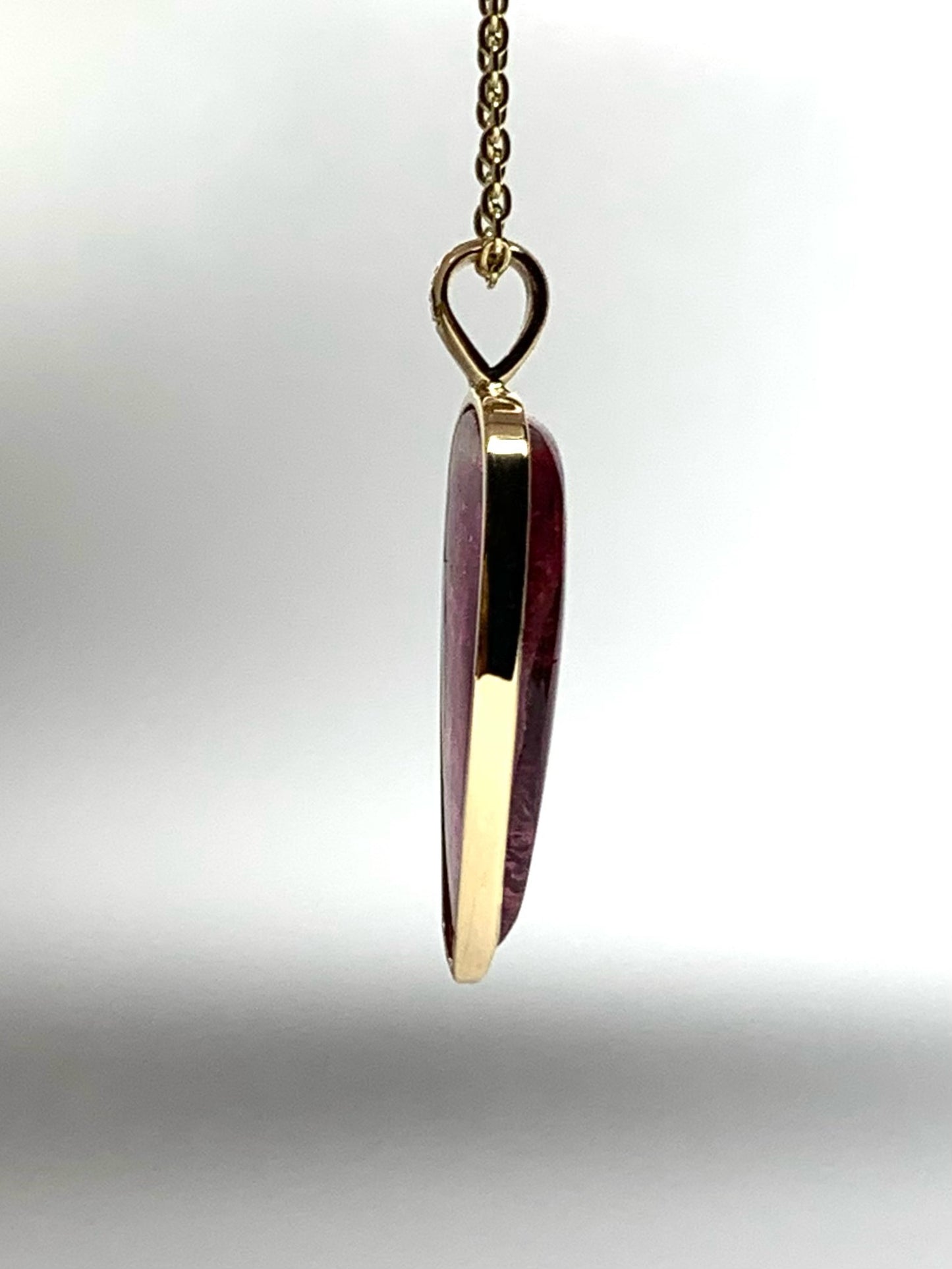 14k Solid Yellow Gold, Natural Pink Tourmaline “Arrowhead” Pendant