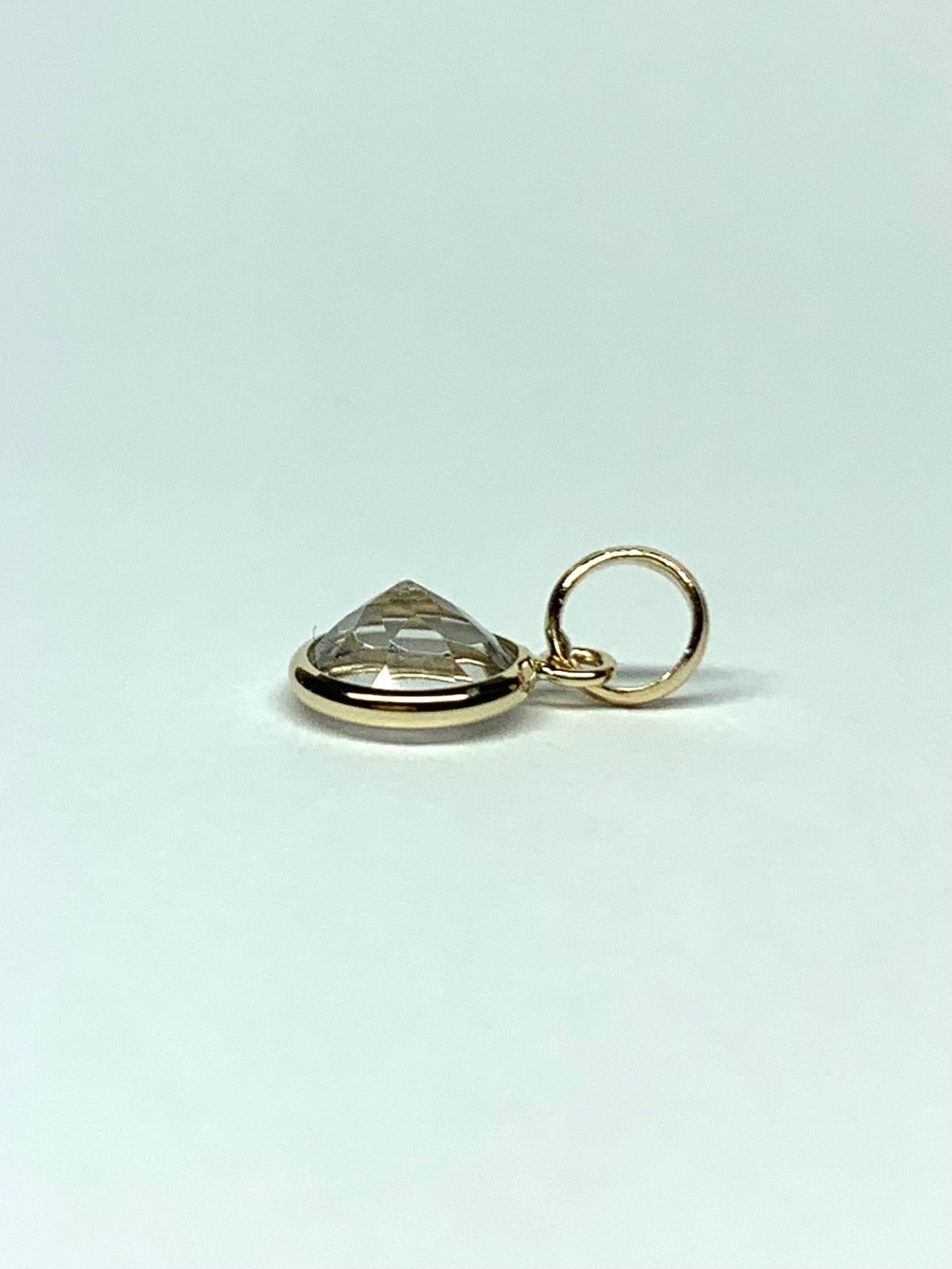 14k Solid Yellow Gold, White Topaz Mini Pendant