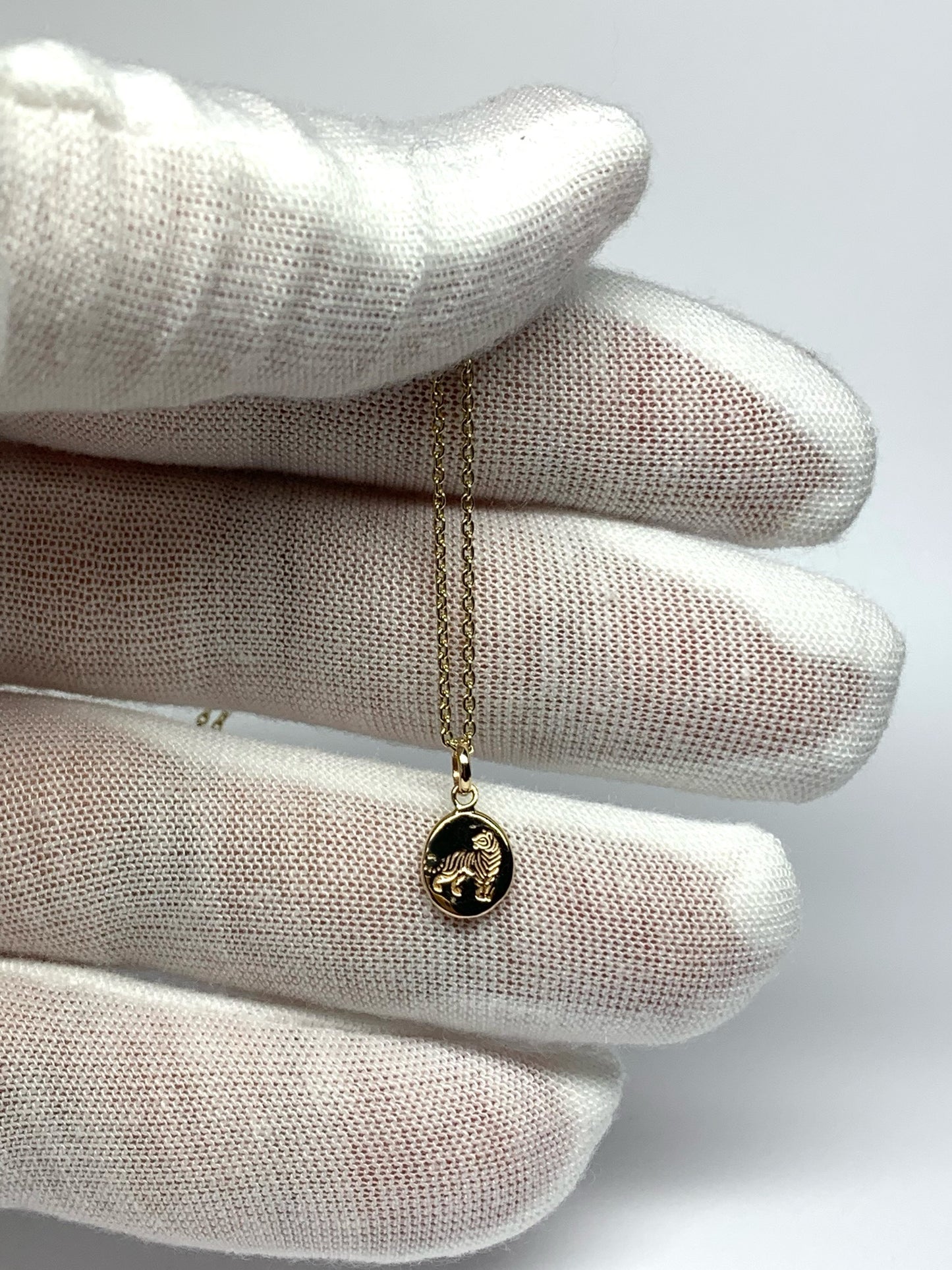 14k Solid Yellow Gold Nugget Mini Pendant “Tiger”, Tiny Charm