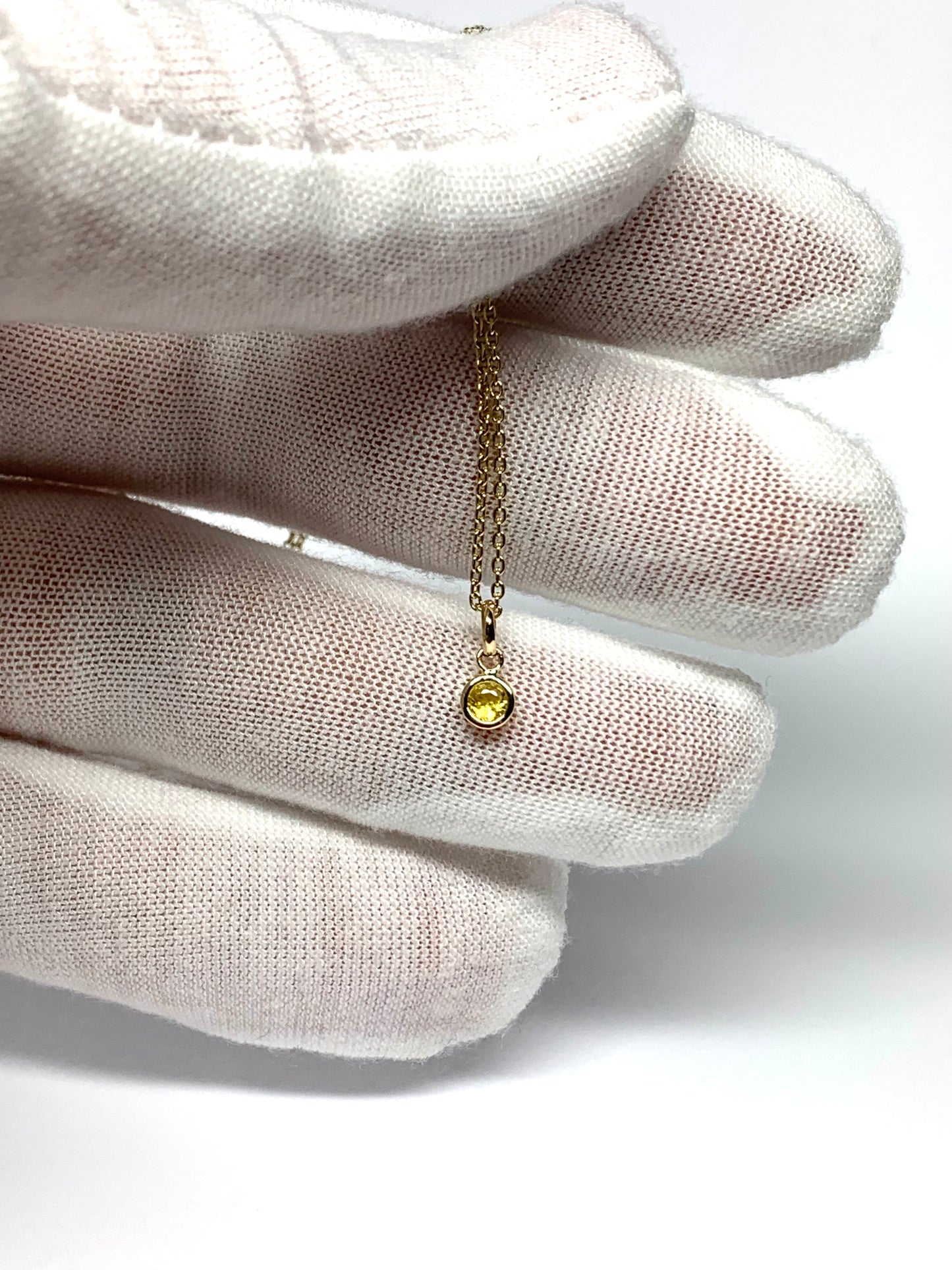 14k Solid Yellow Gold, Yellow Sapphire Tiny Charm, 0.15ct, Accent Pendant