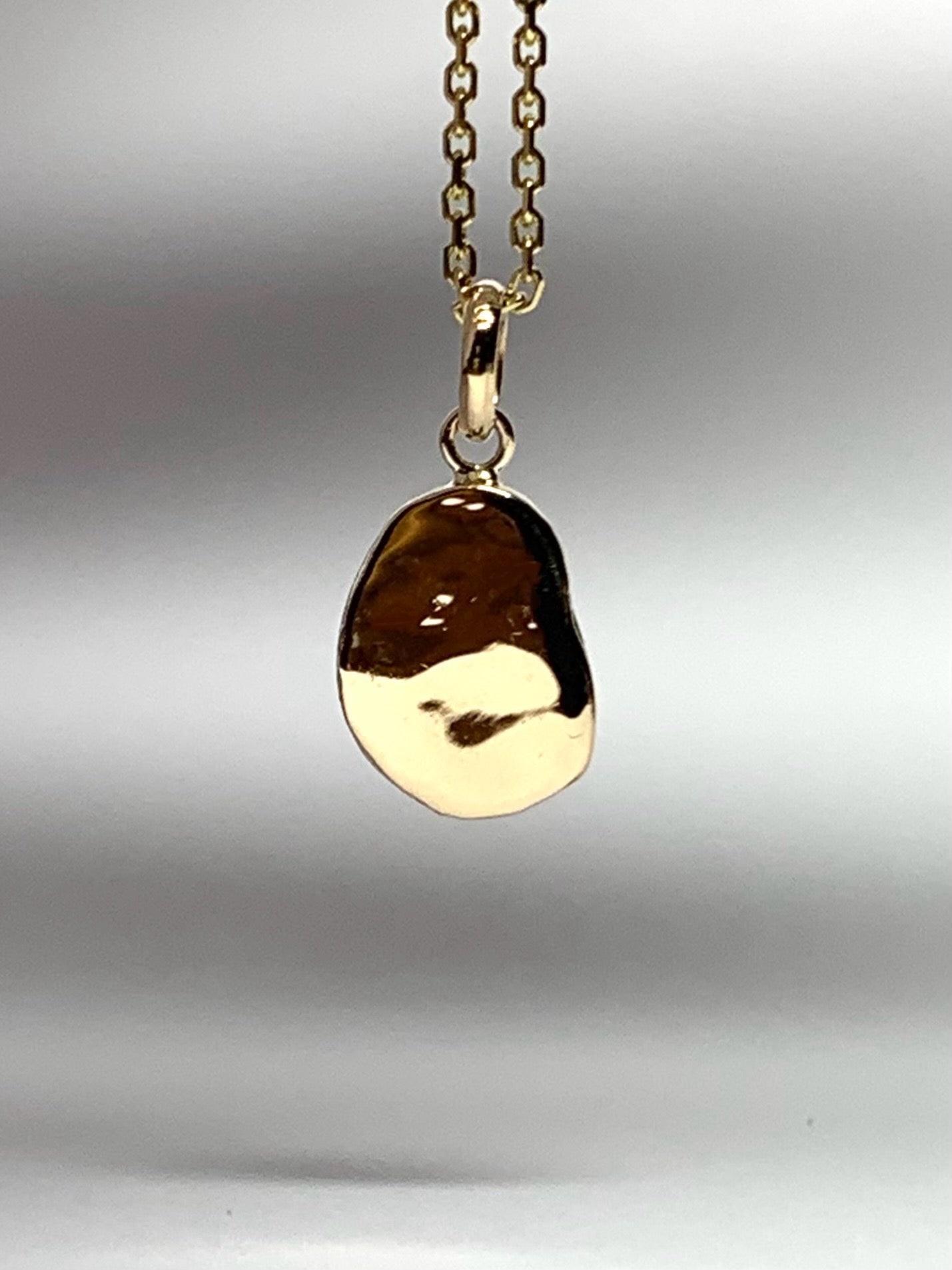 10k Solid Yellow Gold Plain Nugget Mini Pendant, Tiny Charm