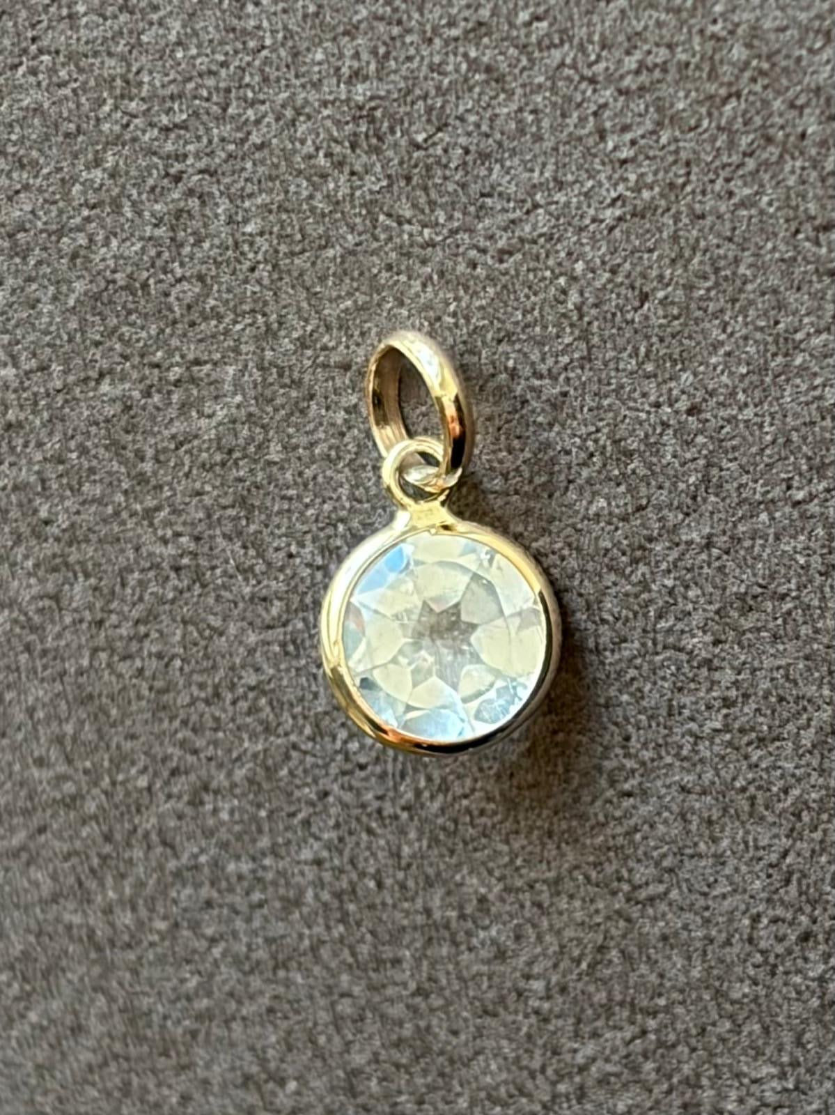 14k Solid Yellow Gold, White Topaz Mini Pendant