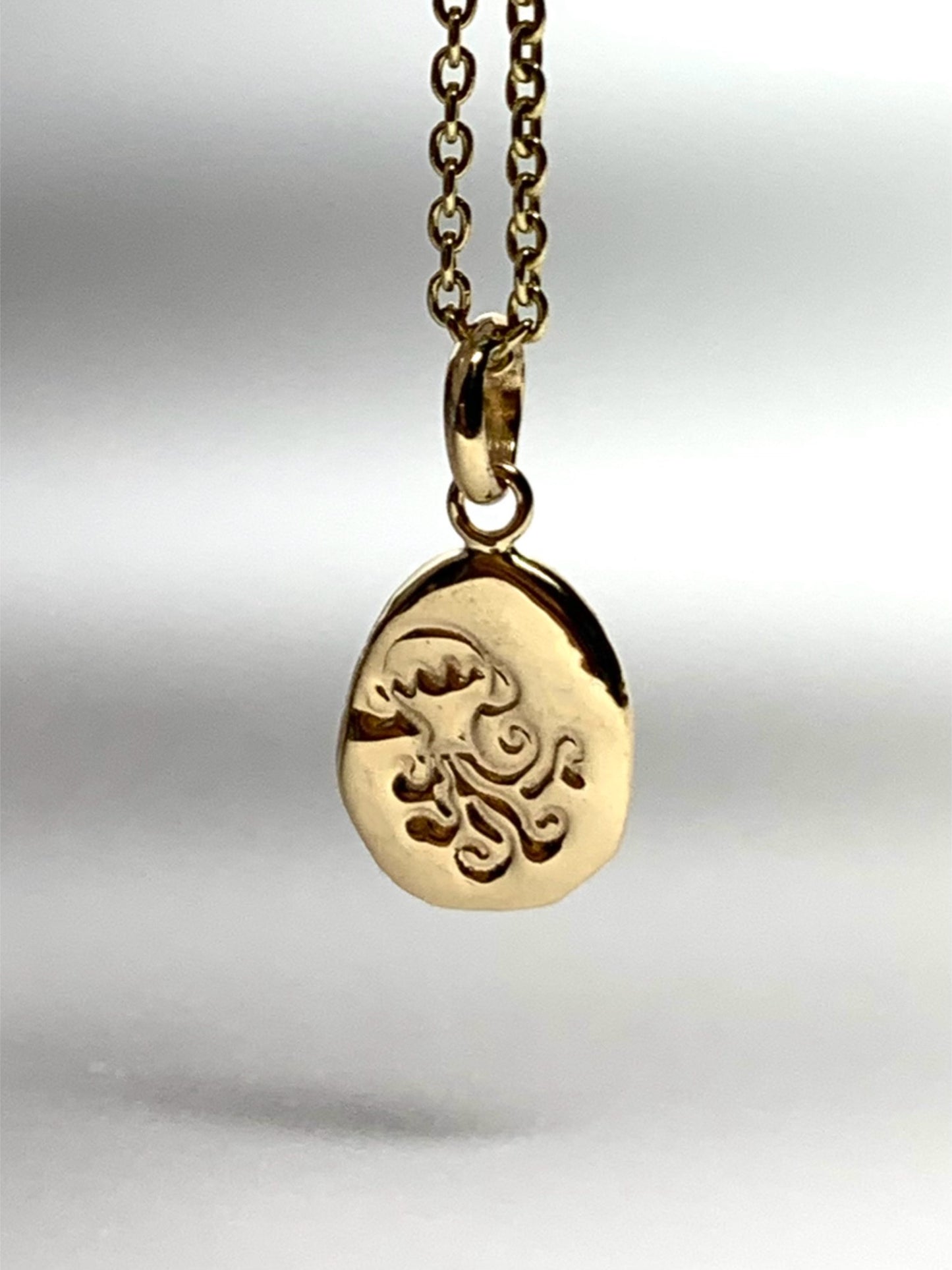 14k Solid Yellow Gold Nugget Mini Pendant “Aquarius”, Charm