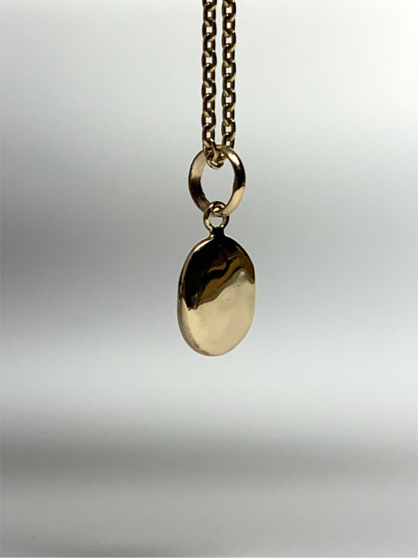 14K Solid Yellow Gold Plain Nugget Mini Pendant, Tiny Charm