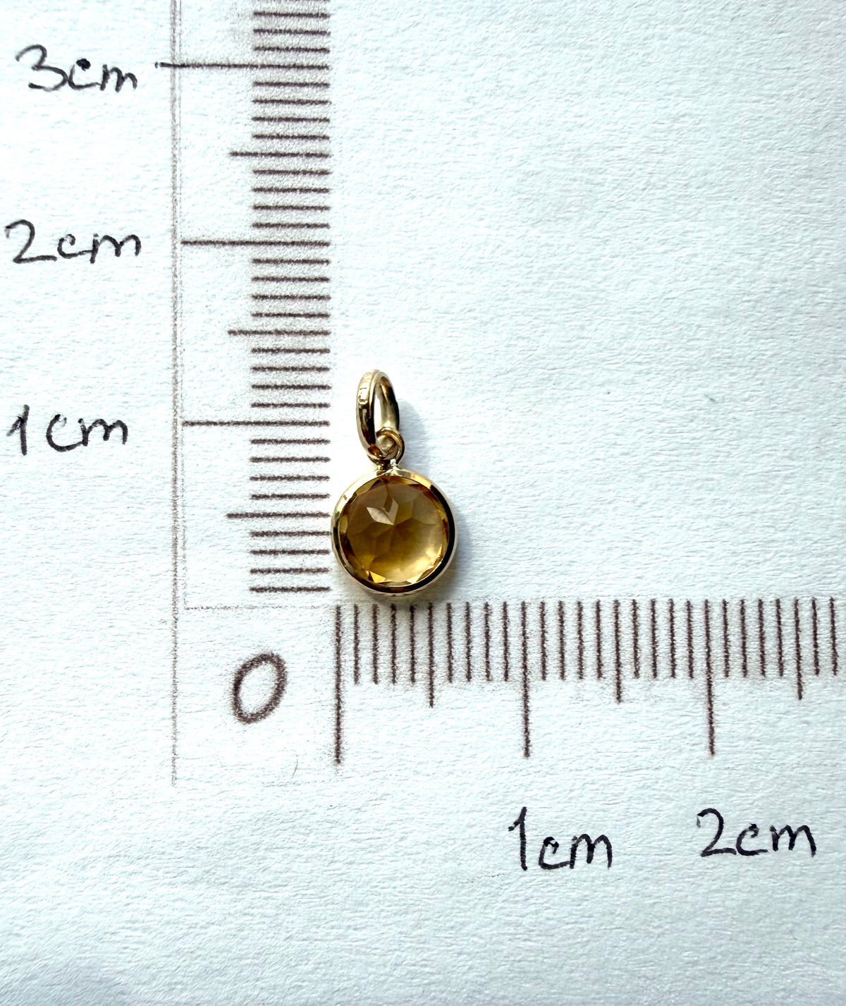 14k Solid Yellow Gold, Citrine Mini Pendant