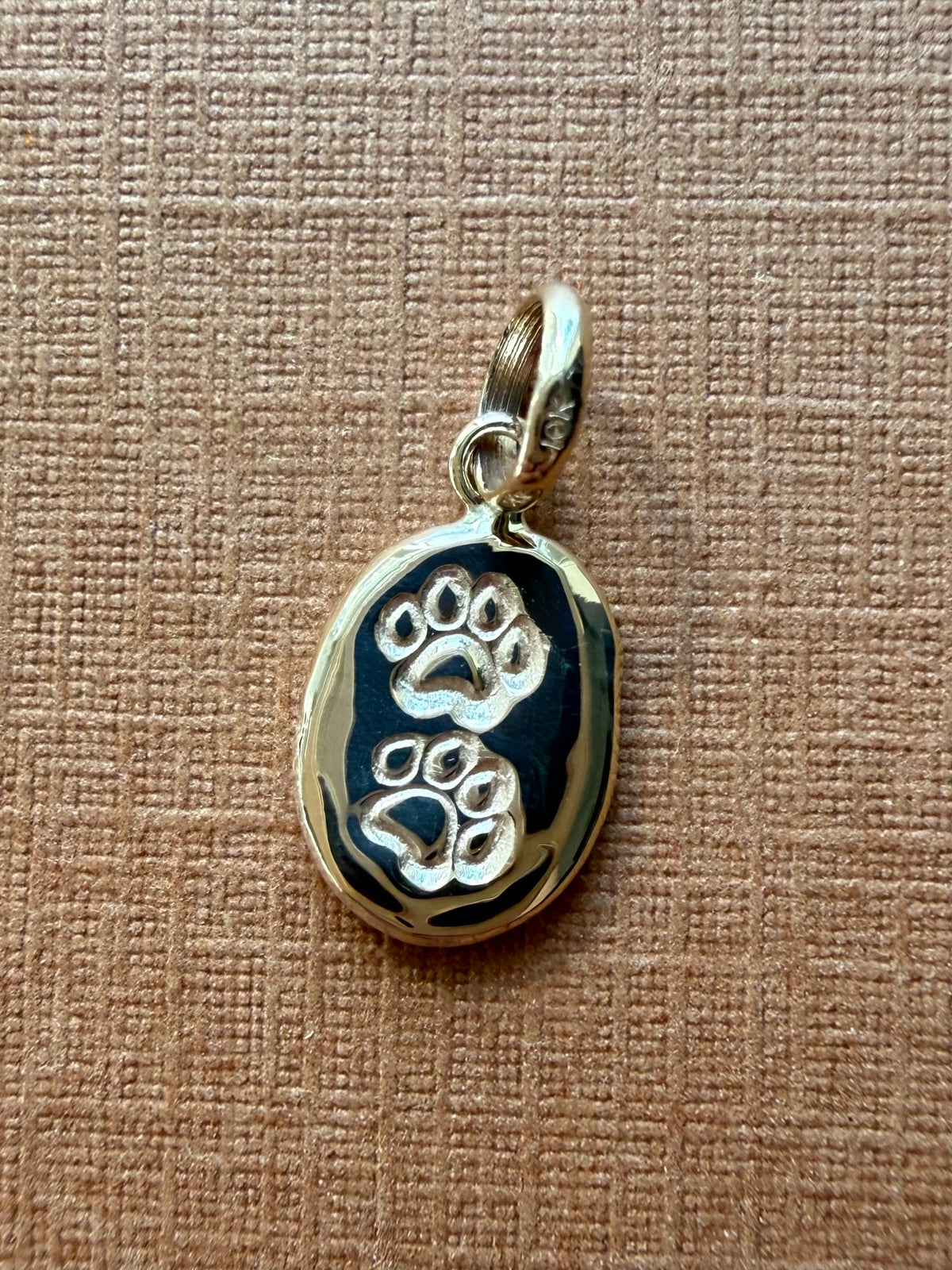 10k Solid Yellow Gold Nugget “Paws” Mini Pendant, Tiny Charm