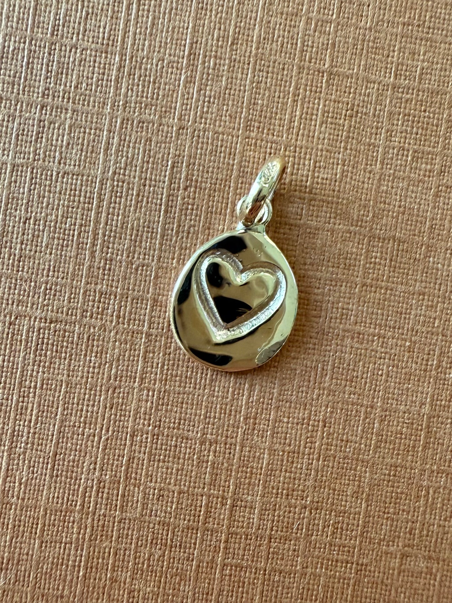10k Solid Yellow Gold Nugget “Heart” Mini Pendant, Tiny Charm