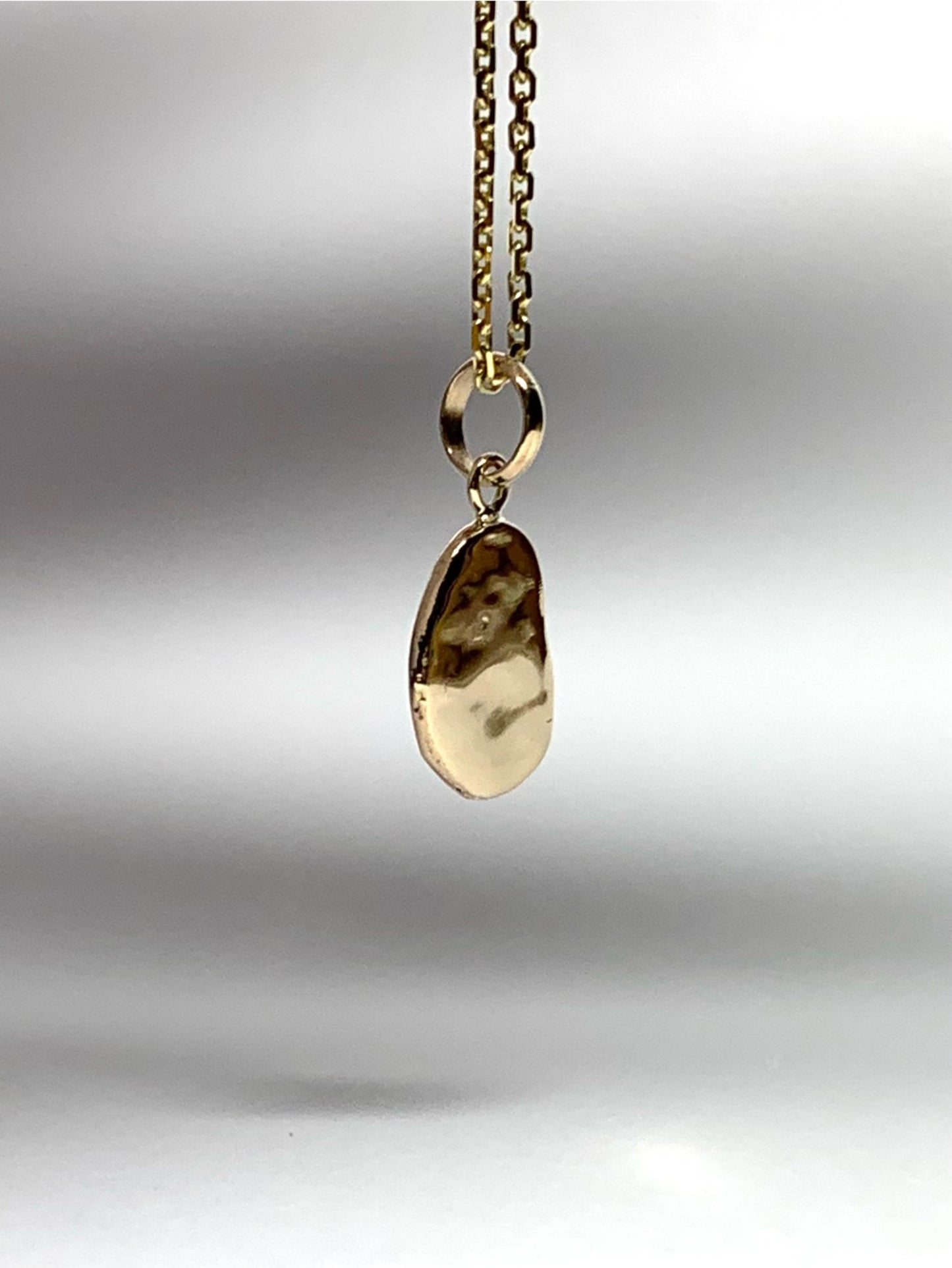 10k Solid Yellow Gold Plain Nugget Mini Pendant, Tiny Charm