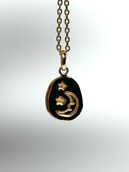 10k Solid Yellow Gold Nugget “Starry Night” Mini Pendant, Tiny Charm