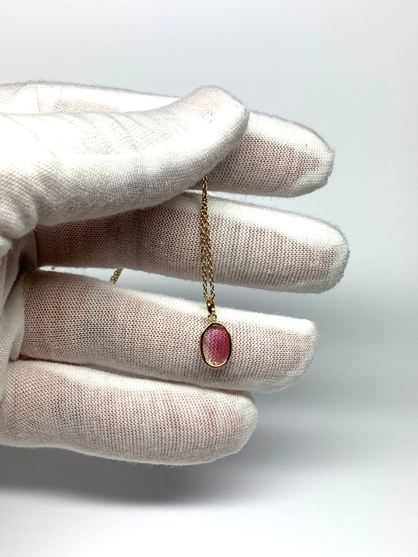 14k Solid Yellow Gold, Natural Pink Tourmaline Mini Pendant