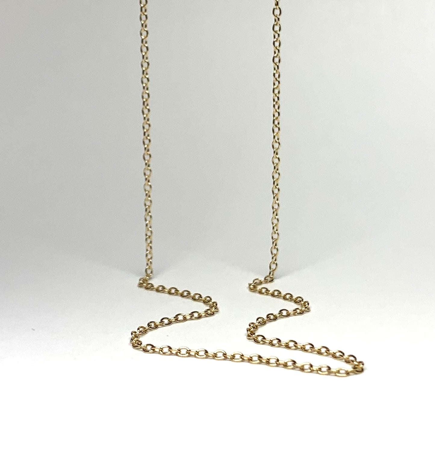 14k Solid Yellow Gold Chain, Pendant Chain, Cable Style 18”