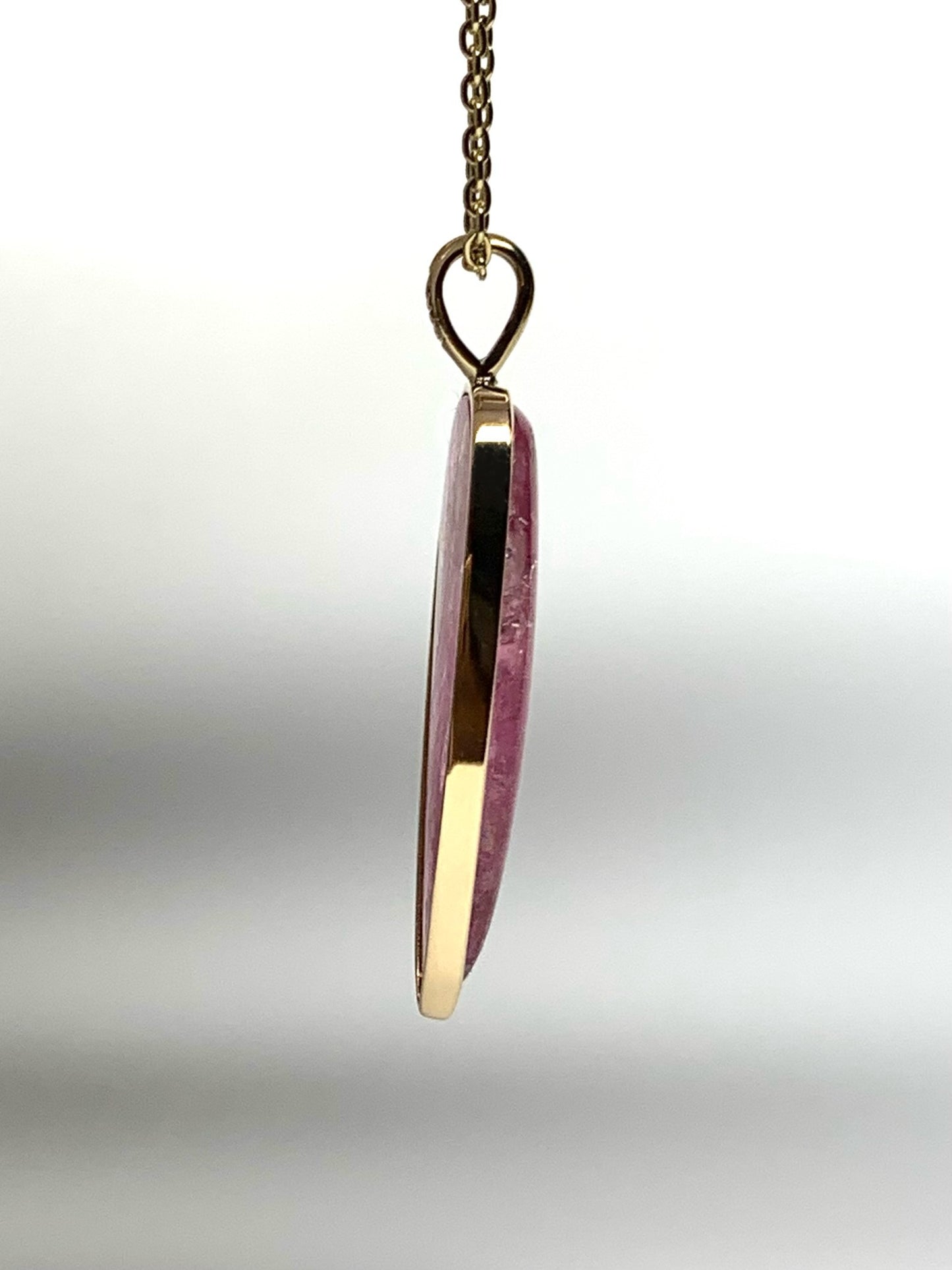 14k Solid Yellow Gold, Natural Pink Tourmaline “Arrowhead” Pendant