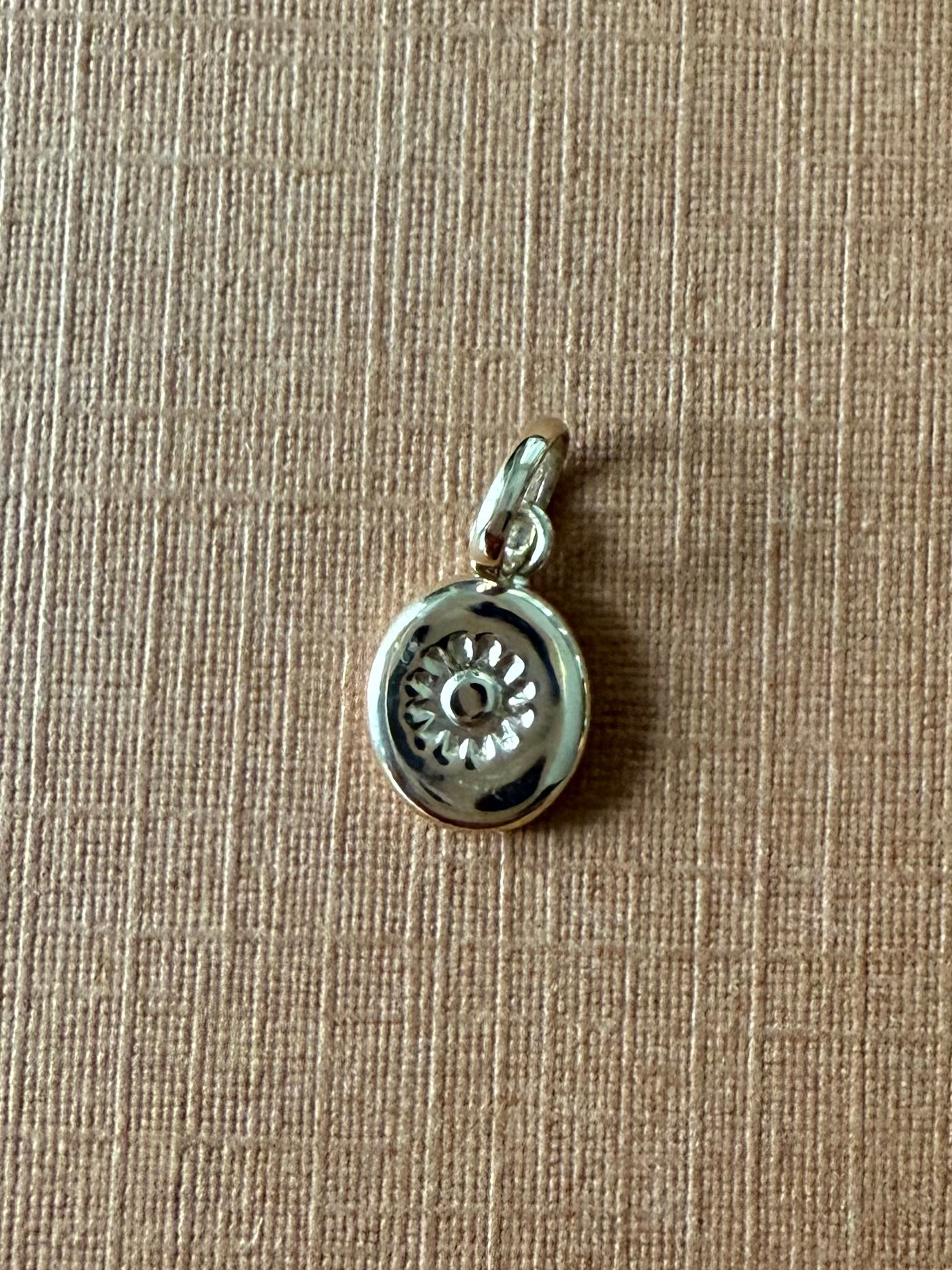 14K Solid Yellow Gold Nugget “Sun” Mini Pendant, Charm