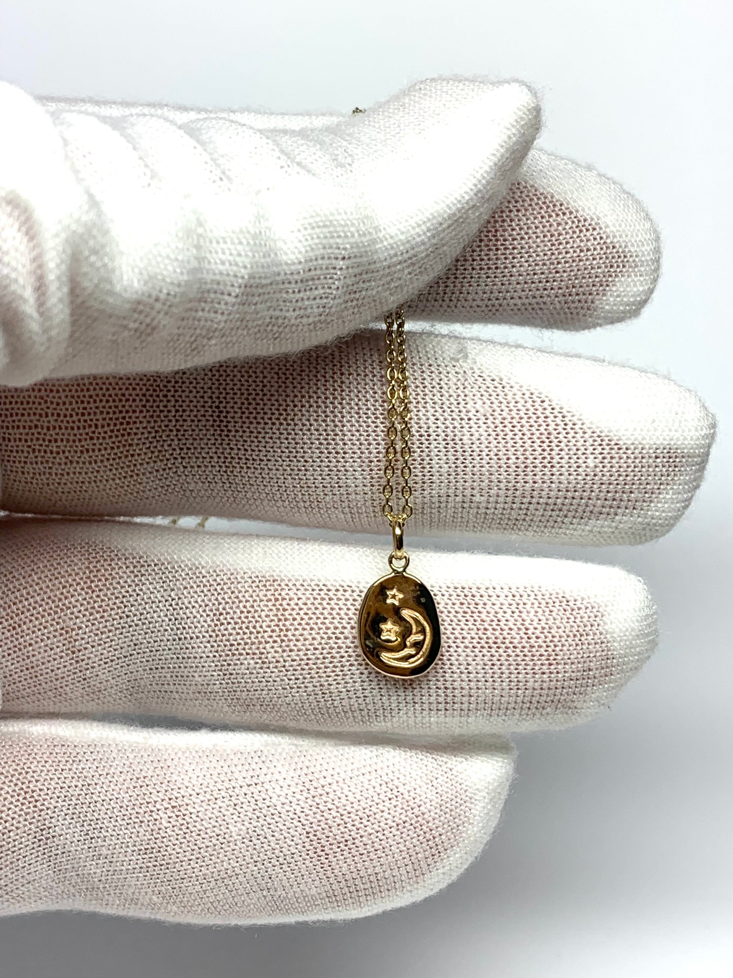 10k Solid Yellow Gold Nugget “Starry Night” Mini Pendant, Tiny Charm