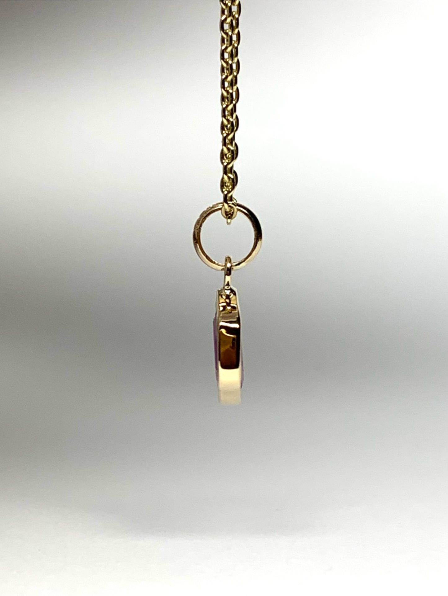 14k Solid Yellow Gold, Natural Pink Opaque Sapphire Hexagon Pendant, Tiny Size