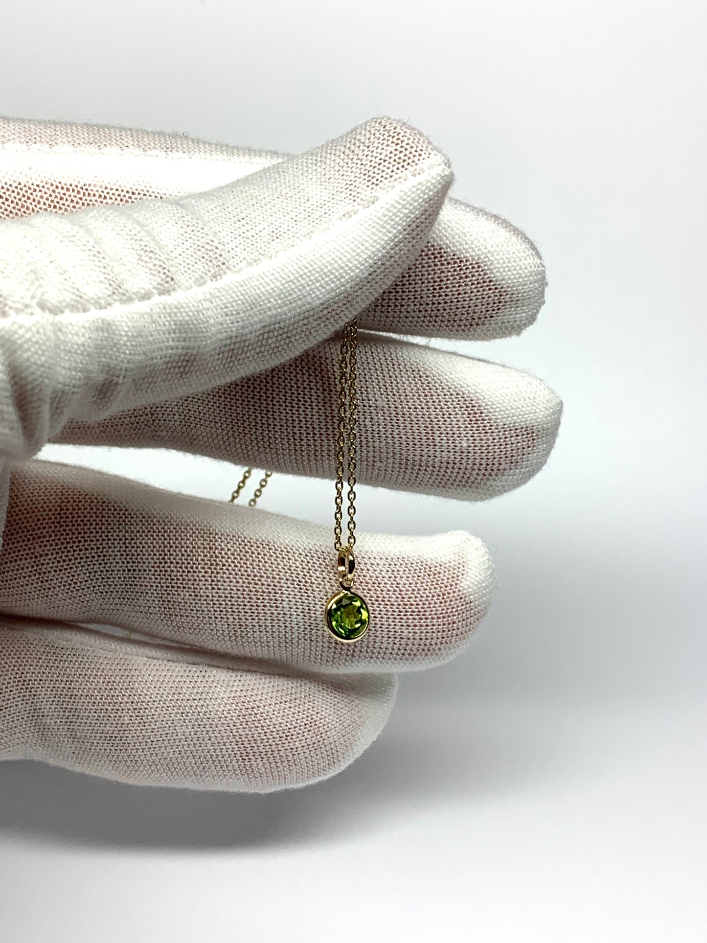 14k Solid Yellow Gold, Green Peridot Mini Pendant