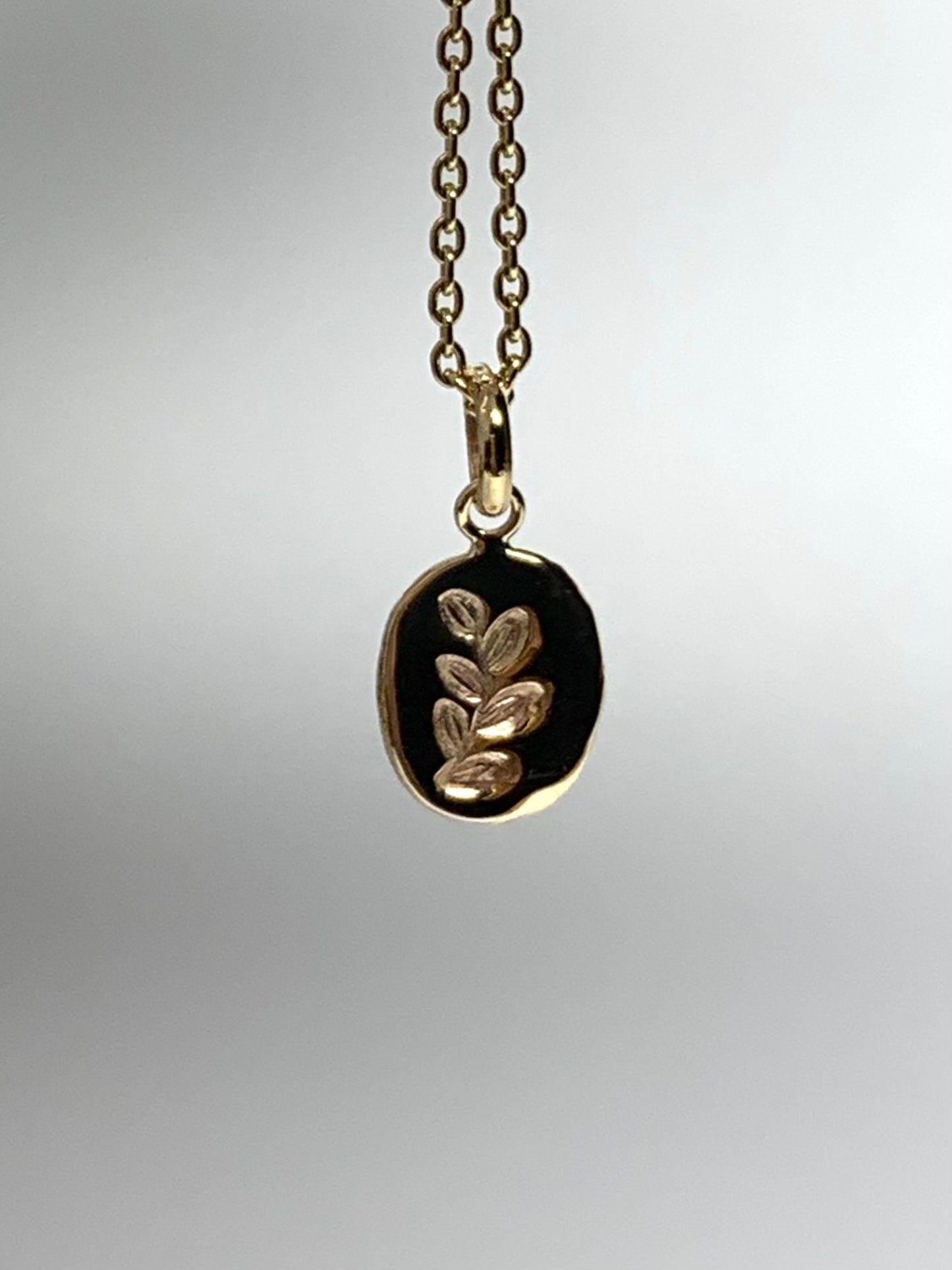 10k Solid Yellow Gold Nugget “Olive Branch” Mini Pendant, Tiny Charm