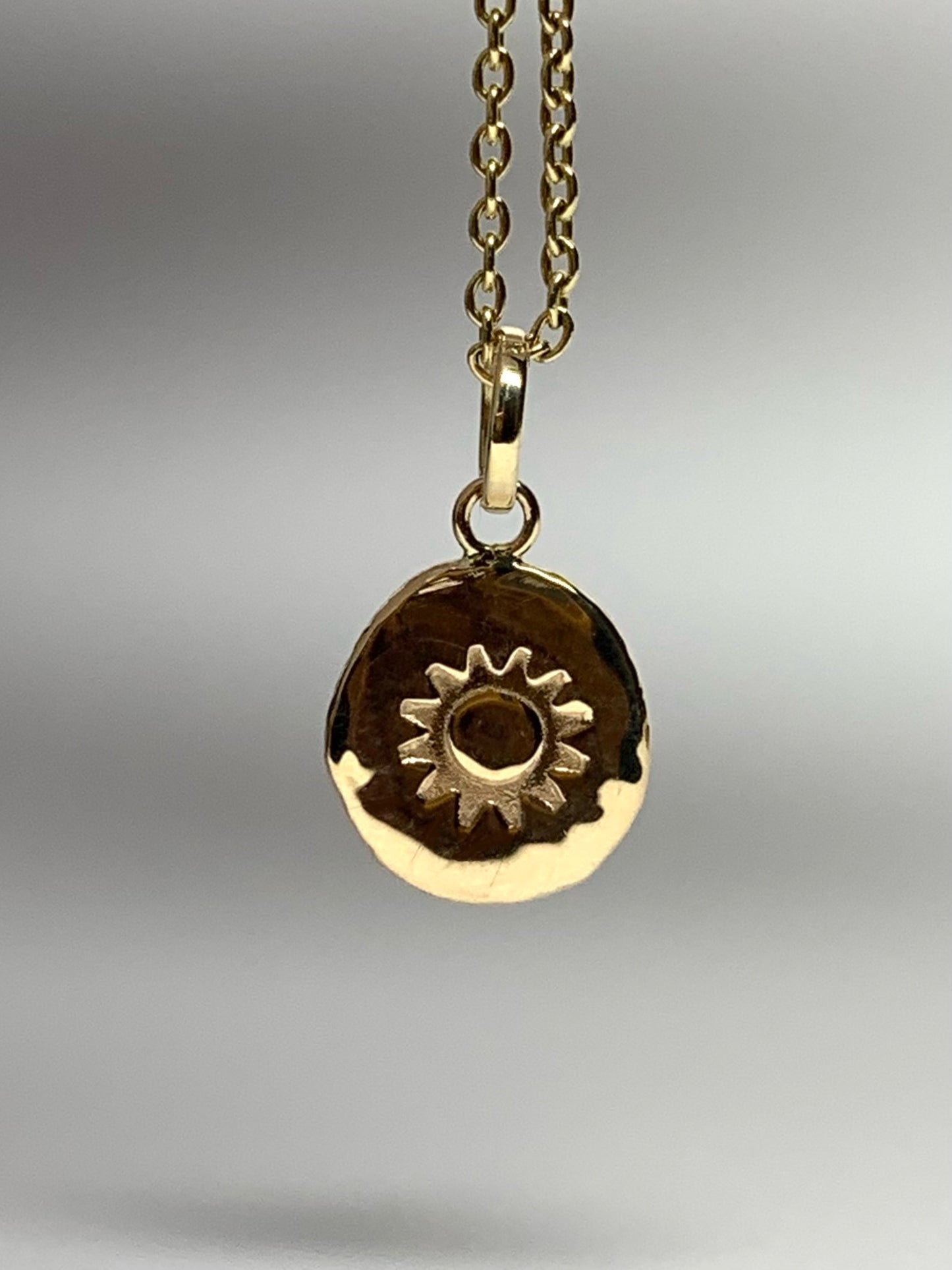 14K Solid Yellow Gold Nugget “Sun” Mini Pendant, Charm