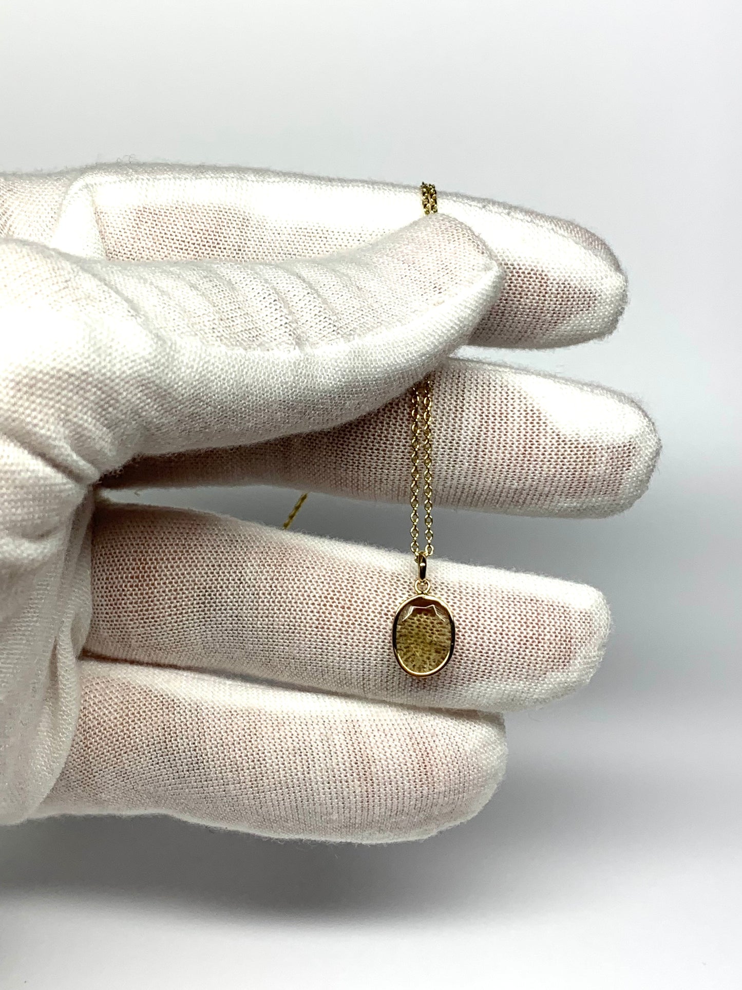 14k Solid Yellow Gold, Natural Light Khaki Green Tourmaline Mini Pendant