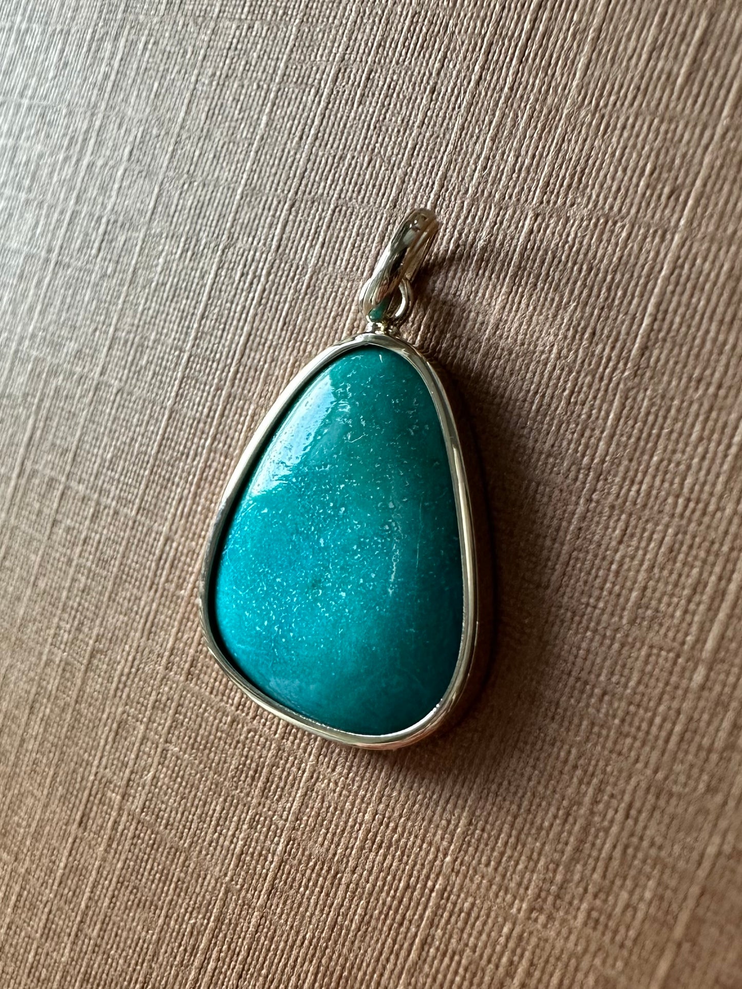 14k Solid Yellow Gold, Natural Sleeping Beauty Turquoise Pendant, Mini Size