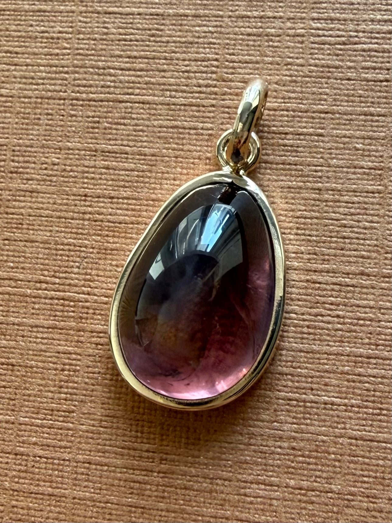 14k Solid Yellow Gold, Natural Pink Tourmaline Pendant
