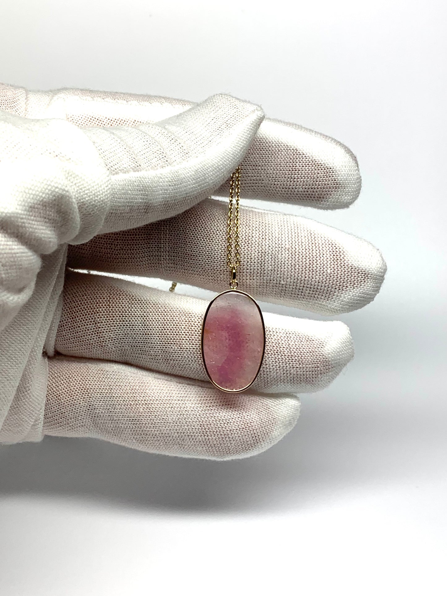 14k Solid Yellow Gold, Natural Pink Tourmaline Pendant