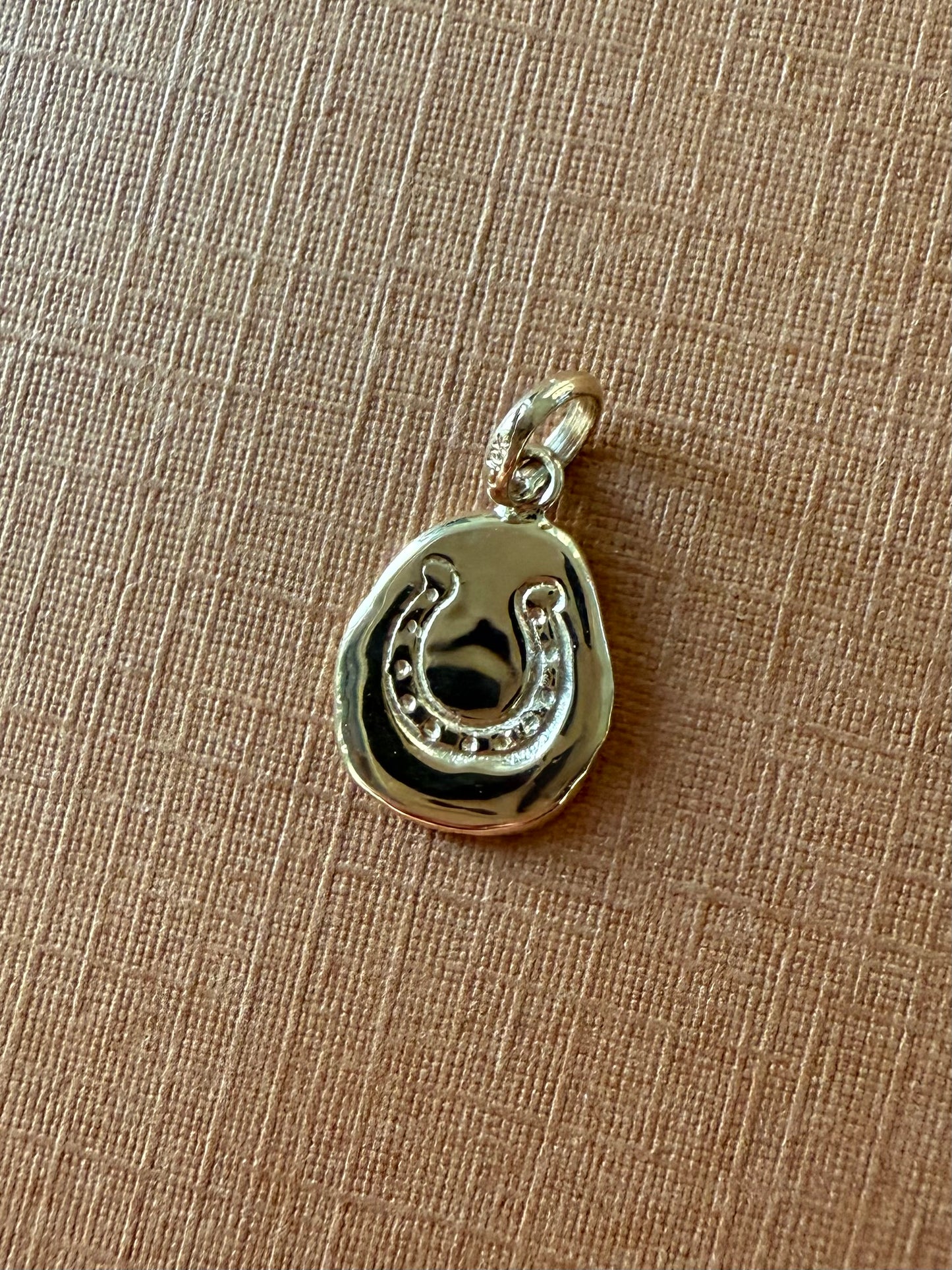 10k Solid Yellow Gold Nugget “Horseshoe” Mini Pendant, Tiny Charm