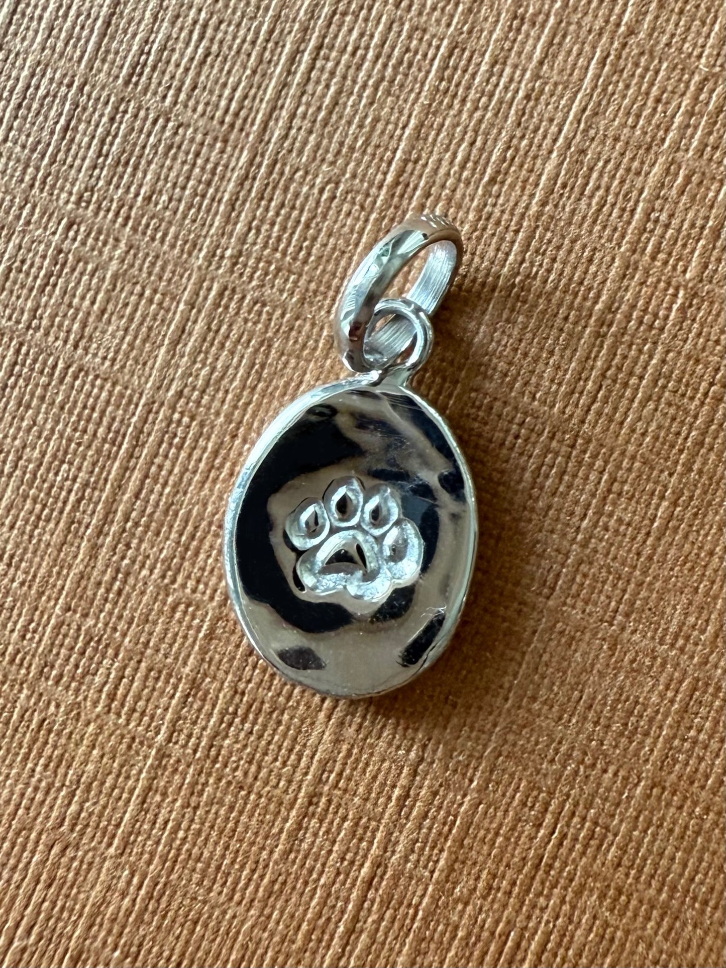14K Solid White Gold Nugget “Paw” Mini Pendant, Charm