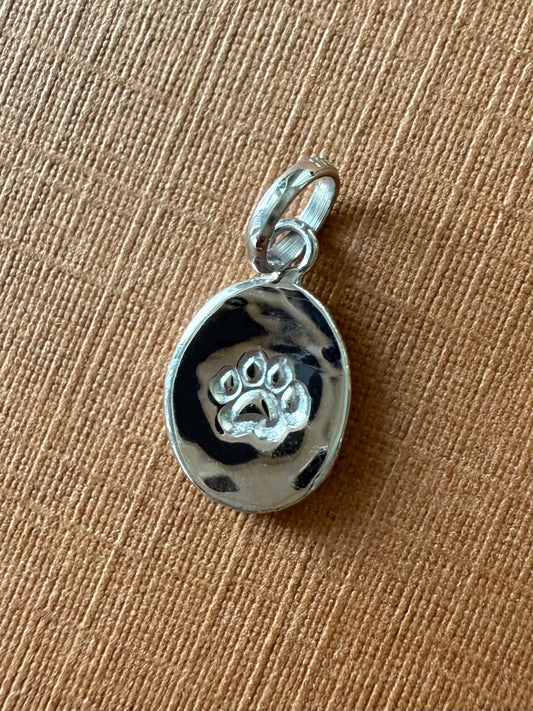 14K Solid White Gold Nugget “Paw” Mini Pendant, Charm