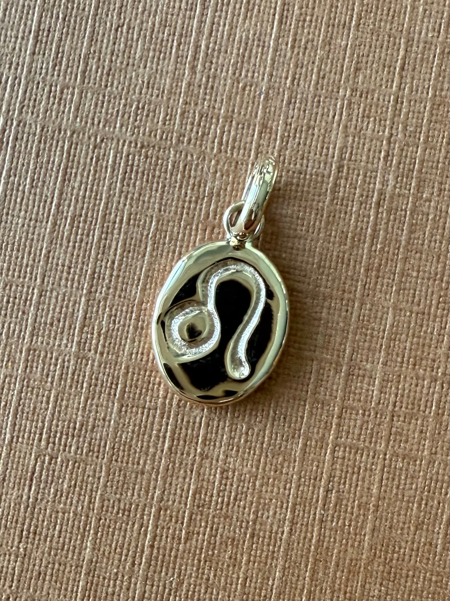 14k Solid Yellow Gold Nugget “Leo” Mini Pendant, Charm