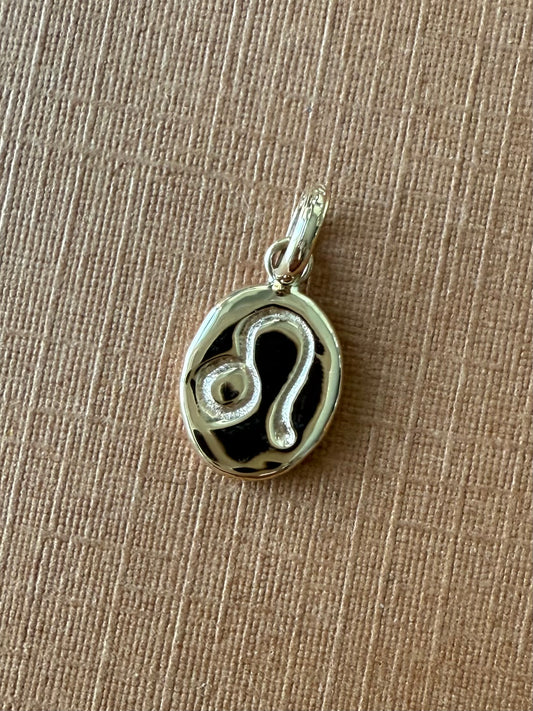 14k Solid Yellow Gold Nugget “Leo” Mini Pendant, Charm