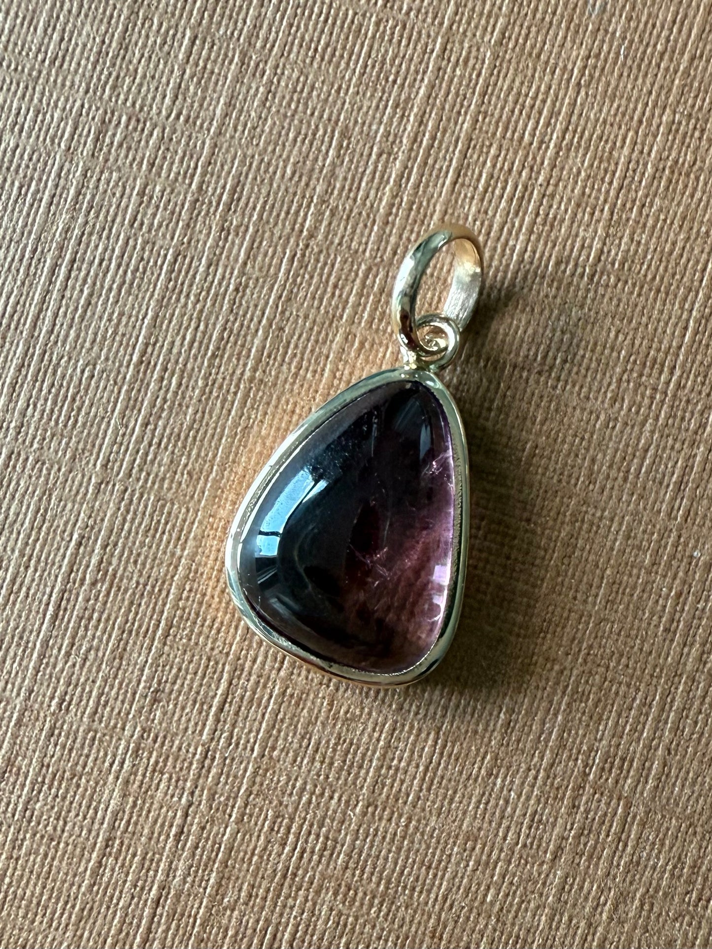 14k Solid Yellow Gold, Natural Pink Tourmaline Mini Pendant