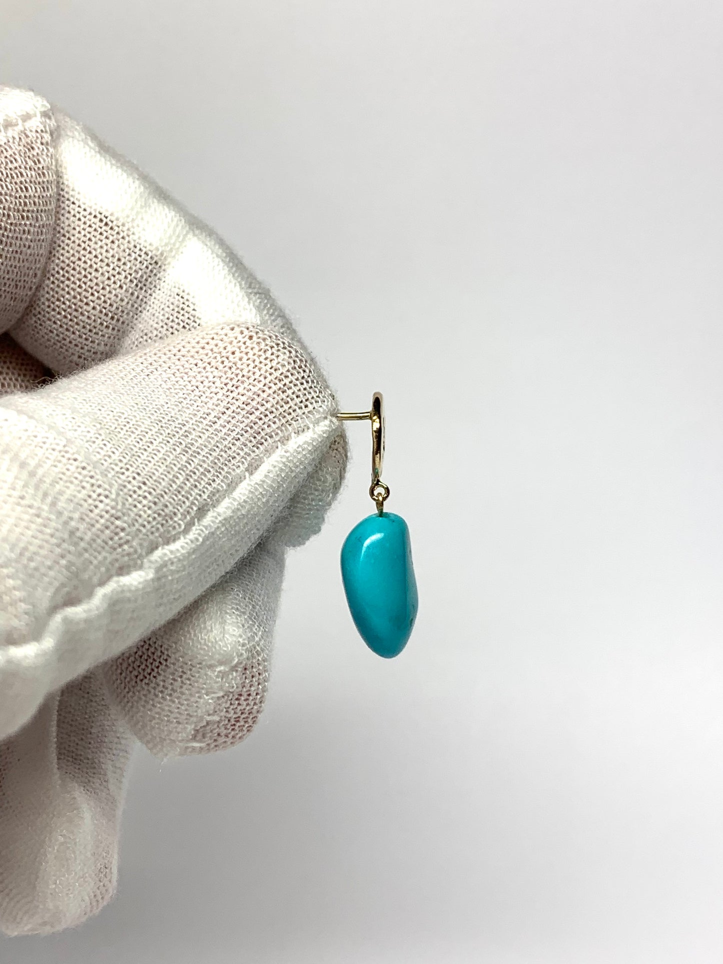 14k Solid Yellow Gold Nuggets, Natural Sleeping Beauty Turquoise Drop Earrings