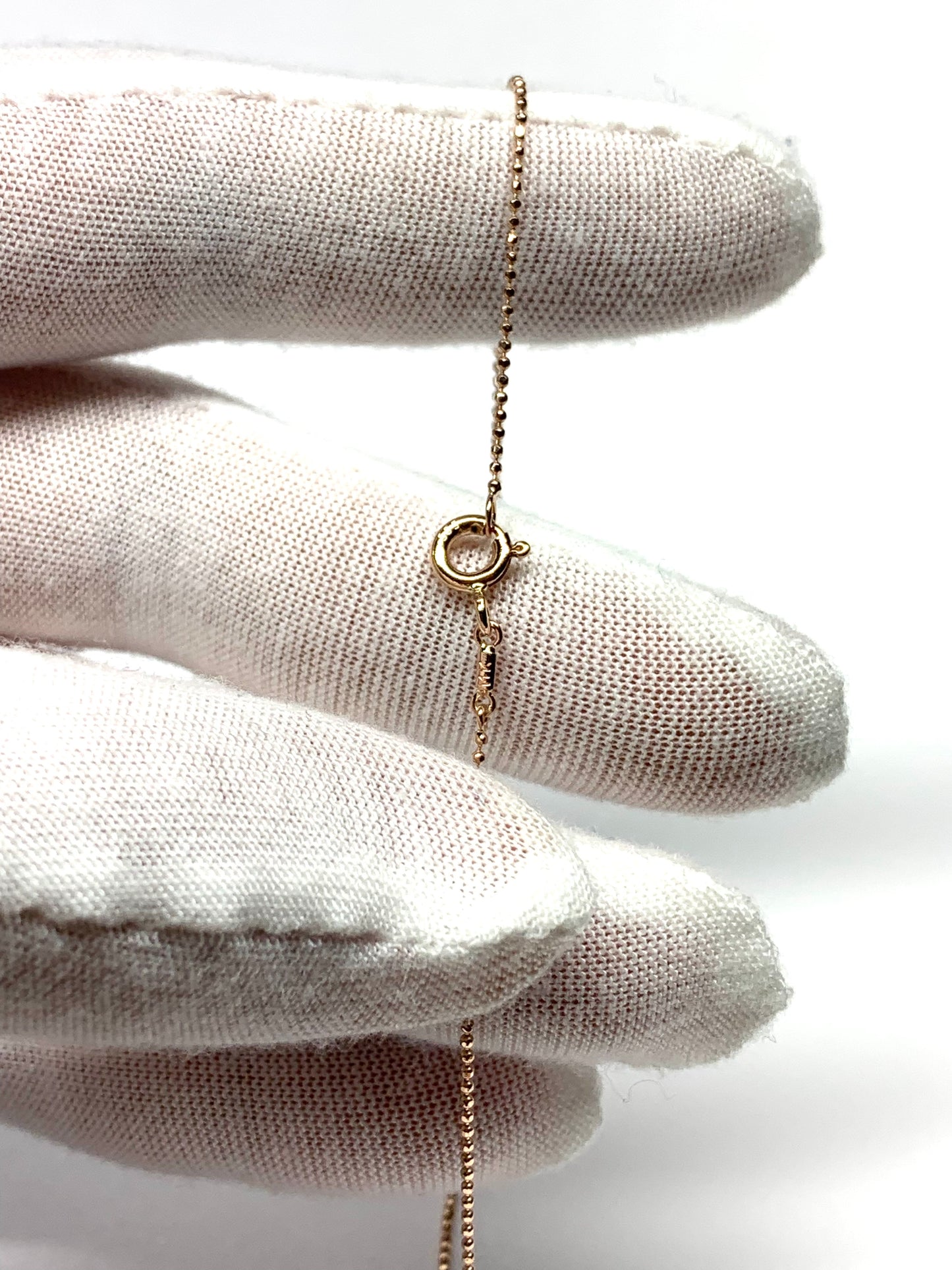 Anklet, 14k Solid Rose Pink Gold Bead Chain, 9”