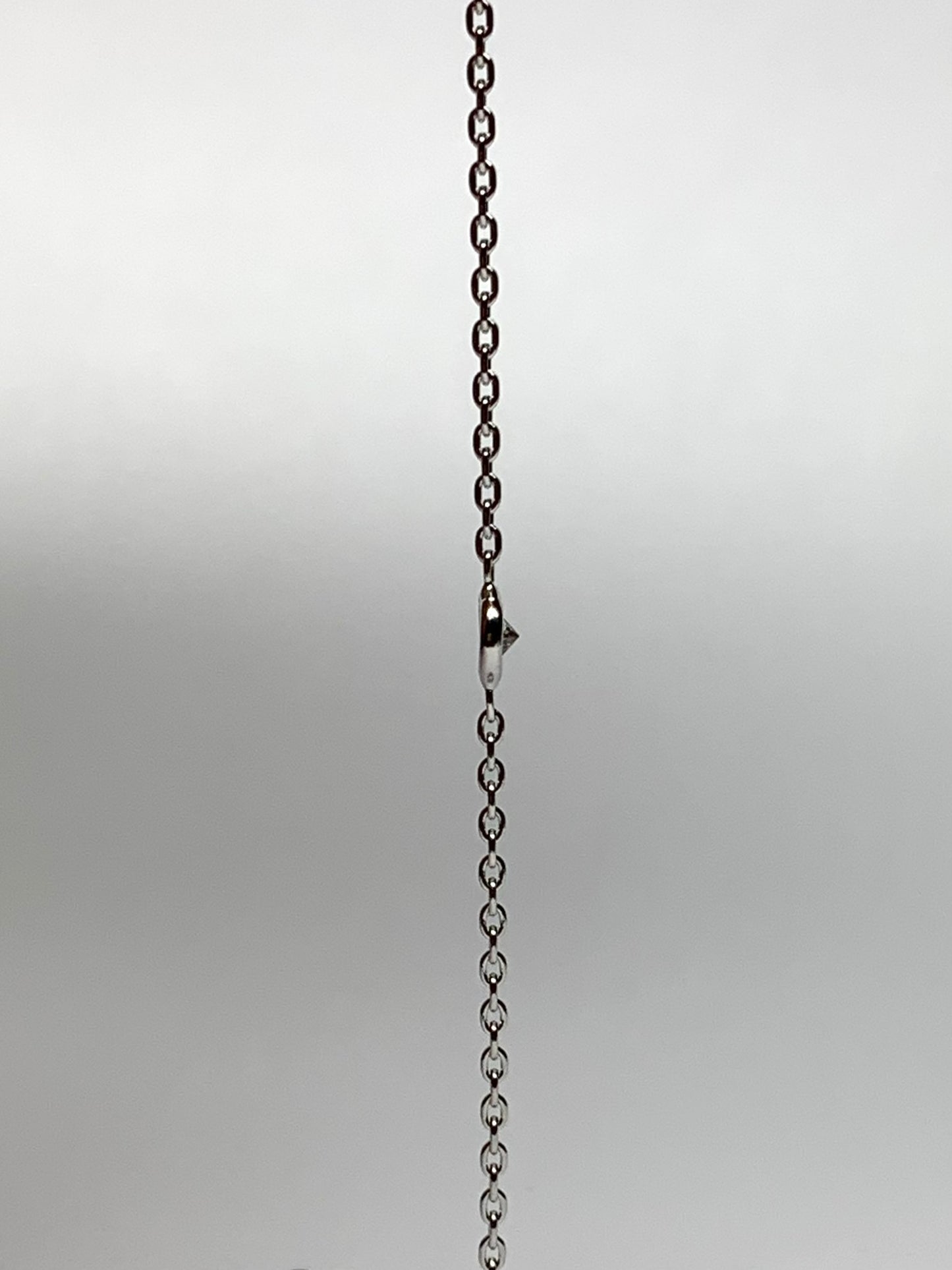 14K Solid White Gold, White Diamond Single Stone Chain Bracelet