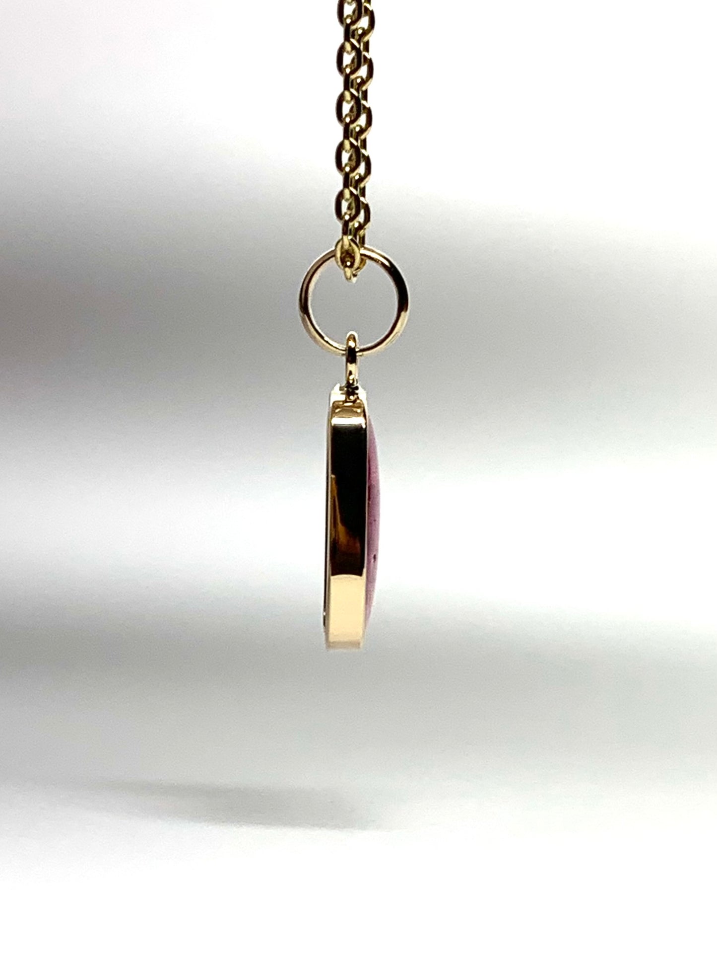 14k Solid Yellow Gold, Natural Pink Tourmaline Mini Pendant