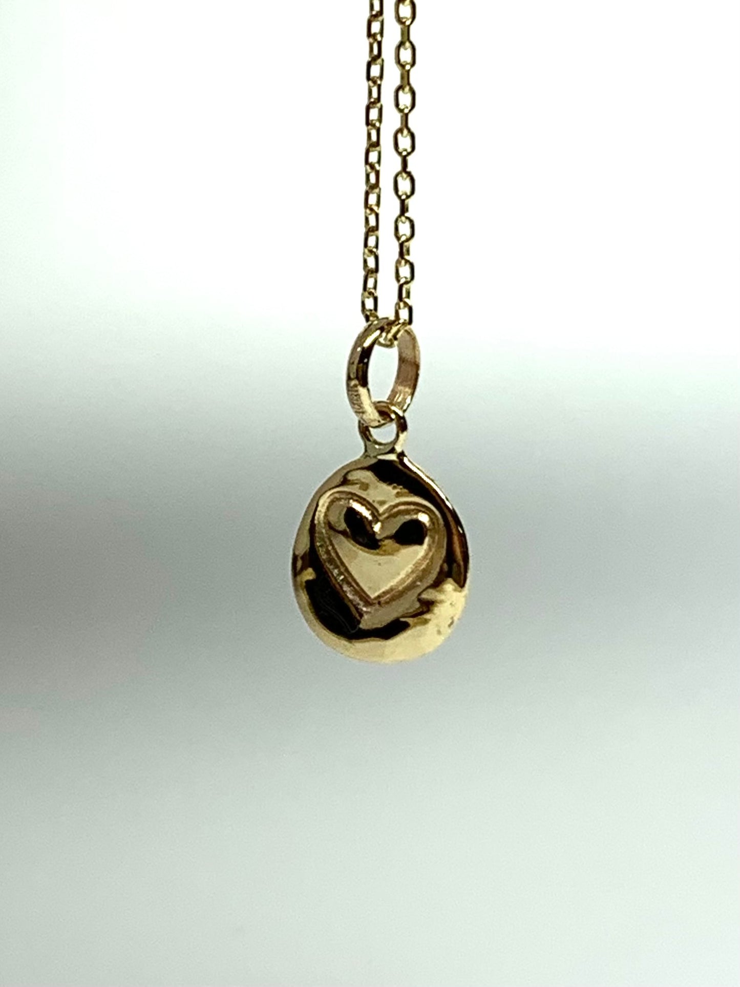 10k Solid Yellow Gold Nugget “Heart” Mini Pendant, Tiny Charm