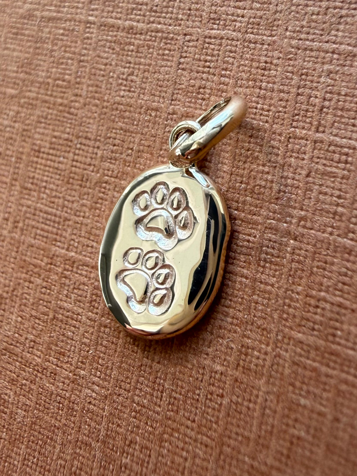 10k Solid Yellow Gold Nugget “Paws” Mini Pendant, Tiny Charm