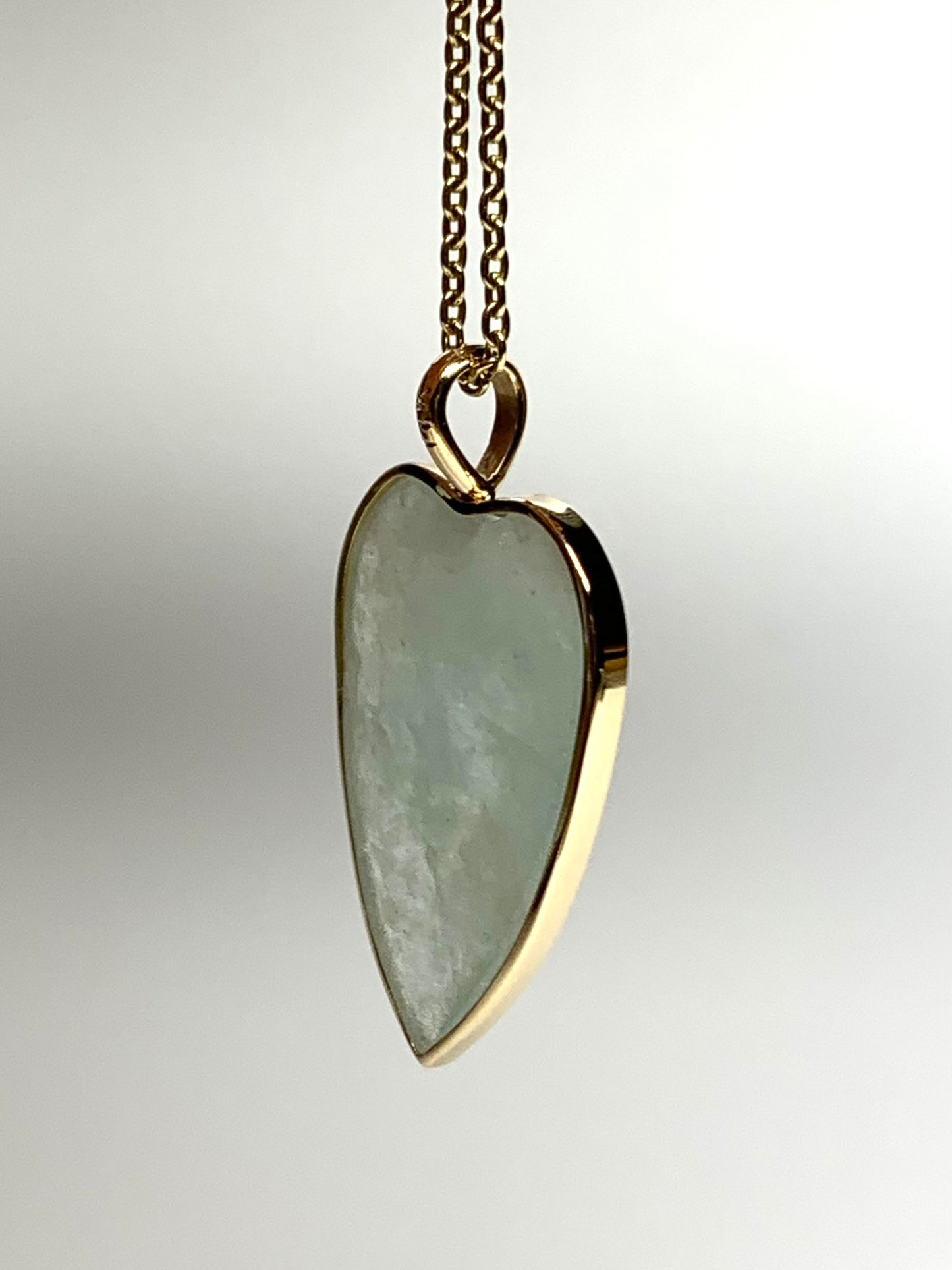14k Solid Yellow Gold, Pale Blue Aquamarine “Heart” Pendant