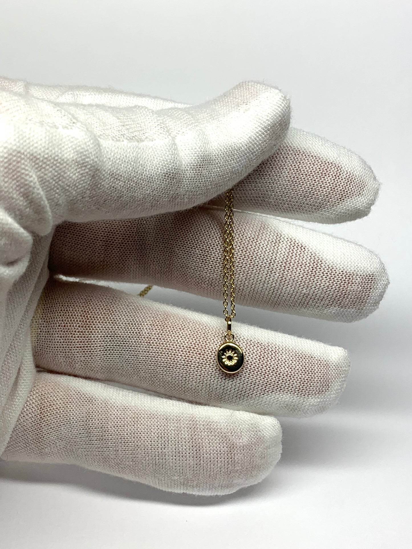 14K Solid Yellow Gold Nugget “Sun” Mini Pendant, Charm