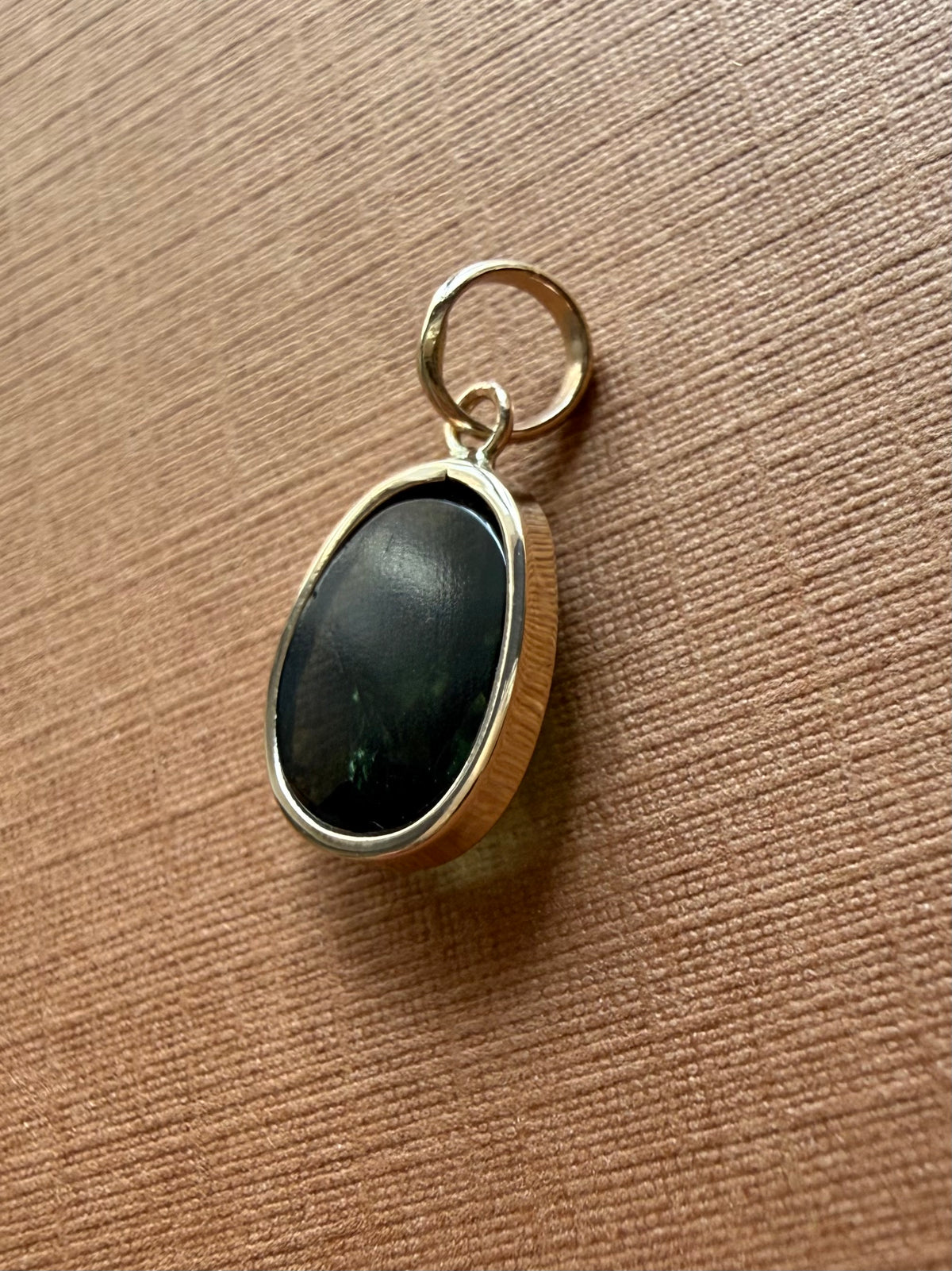 14k Solid Yellow Gold, Natural Dark Green Tourmaline Mini Pendant