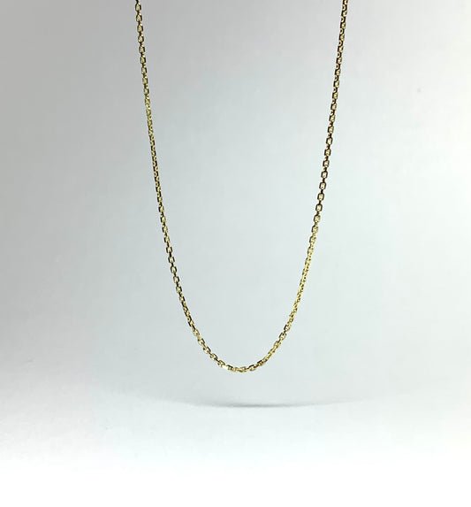 10k Solid Yellow Gold Chain, Pendant Chain, Diamond Cut Cable Style 16”