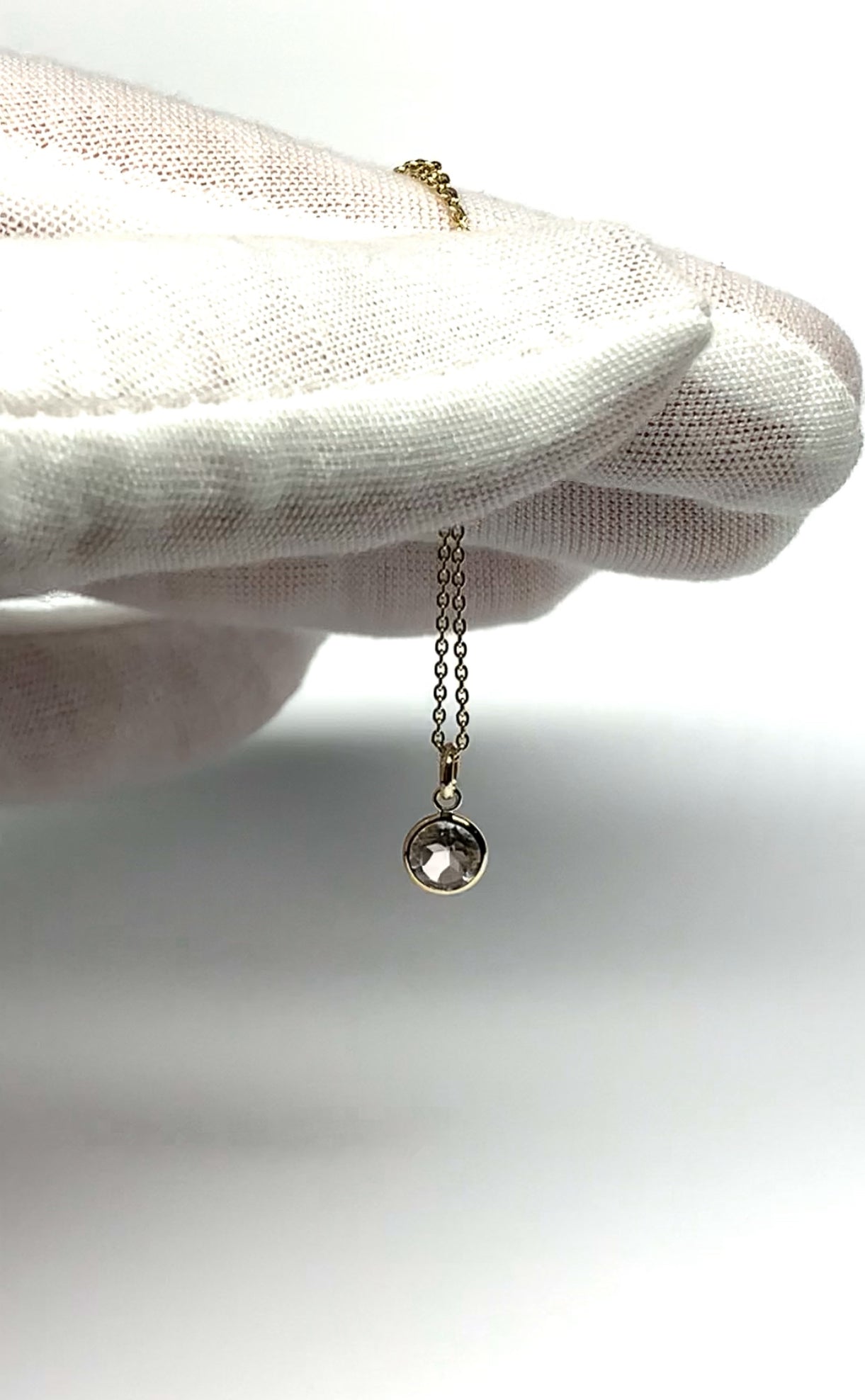 14k Solid Yellow Gold, White Topaz Mini Pendant