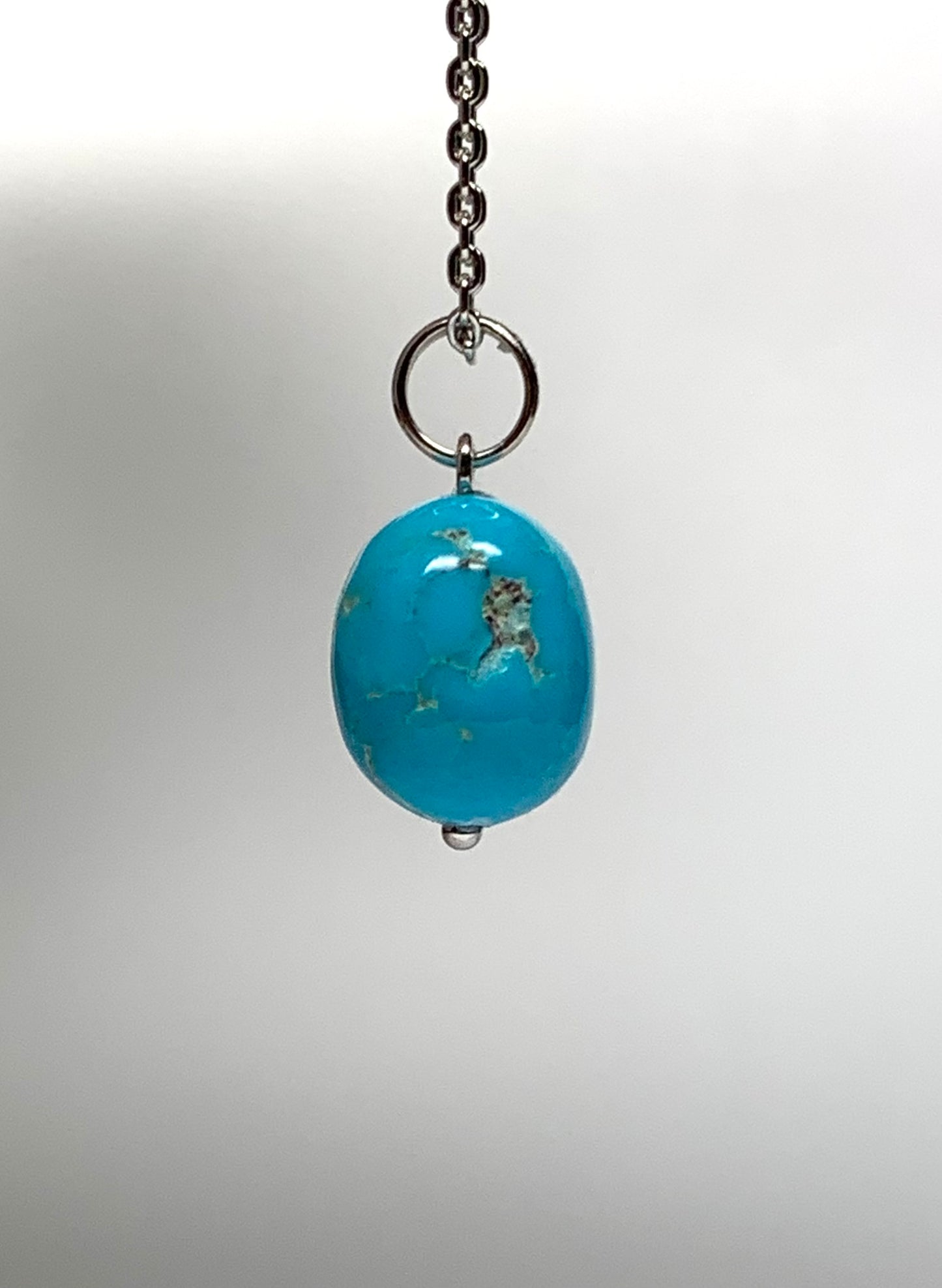 14k Solid White Gold, Natural Turquoise Nugget Bead Pendant