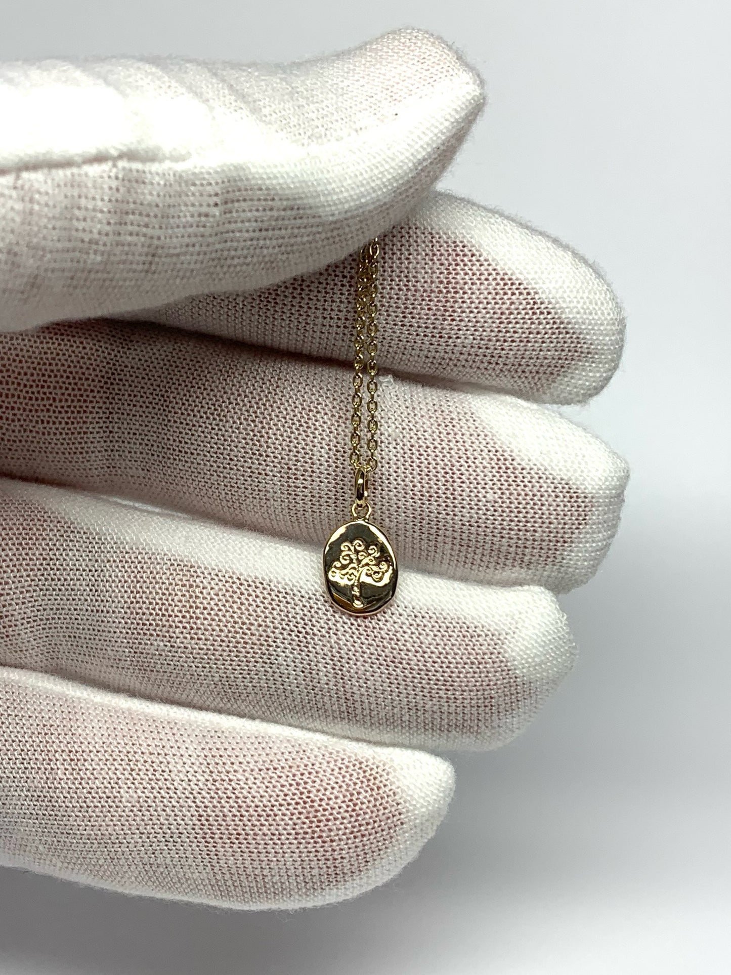 14K Solid Yellow Gold Nugget Mini Pendant, “Tree of Life”, Charm