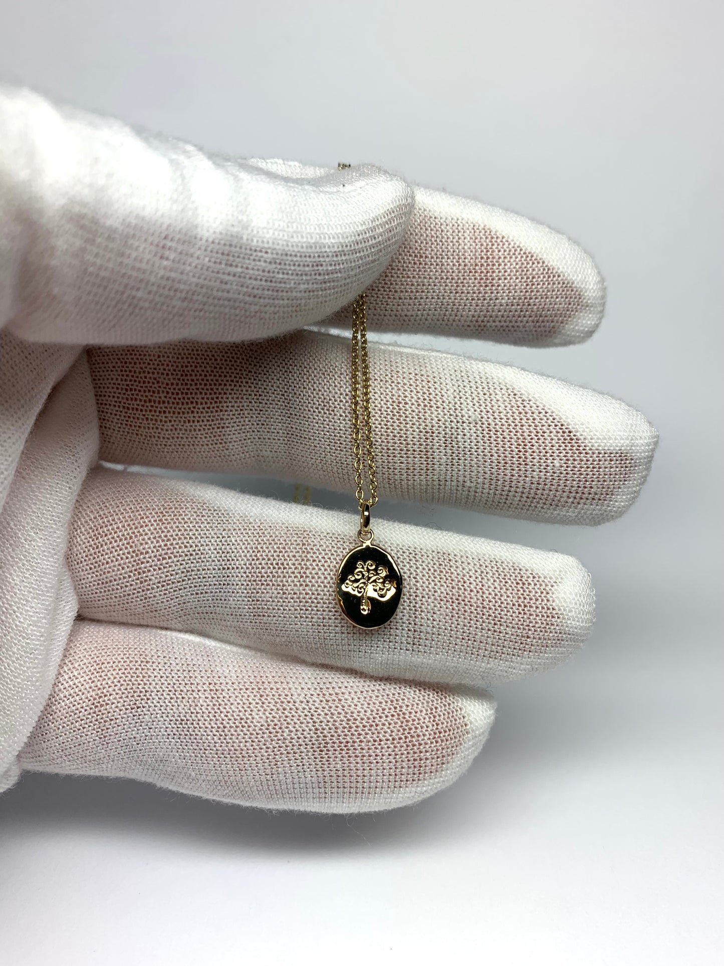 14K Solid Yellow Gold Nugget Mini Pendant, “Tree of Life”, Charm