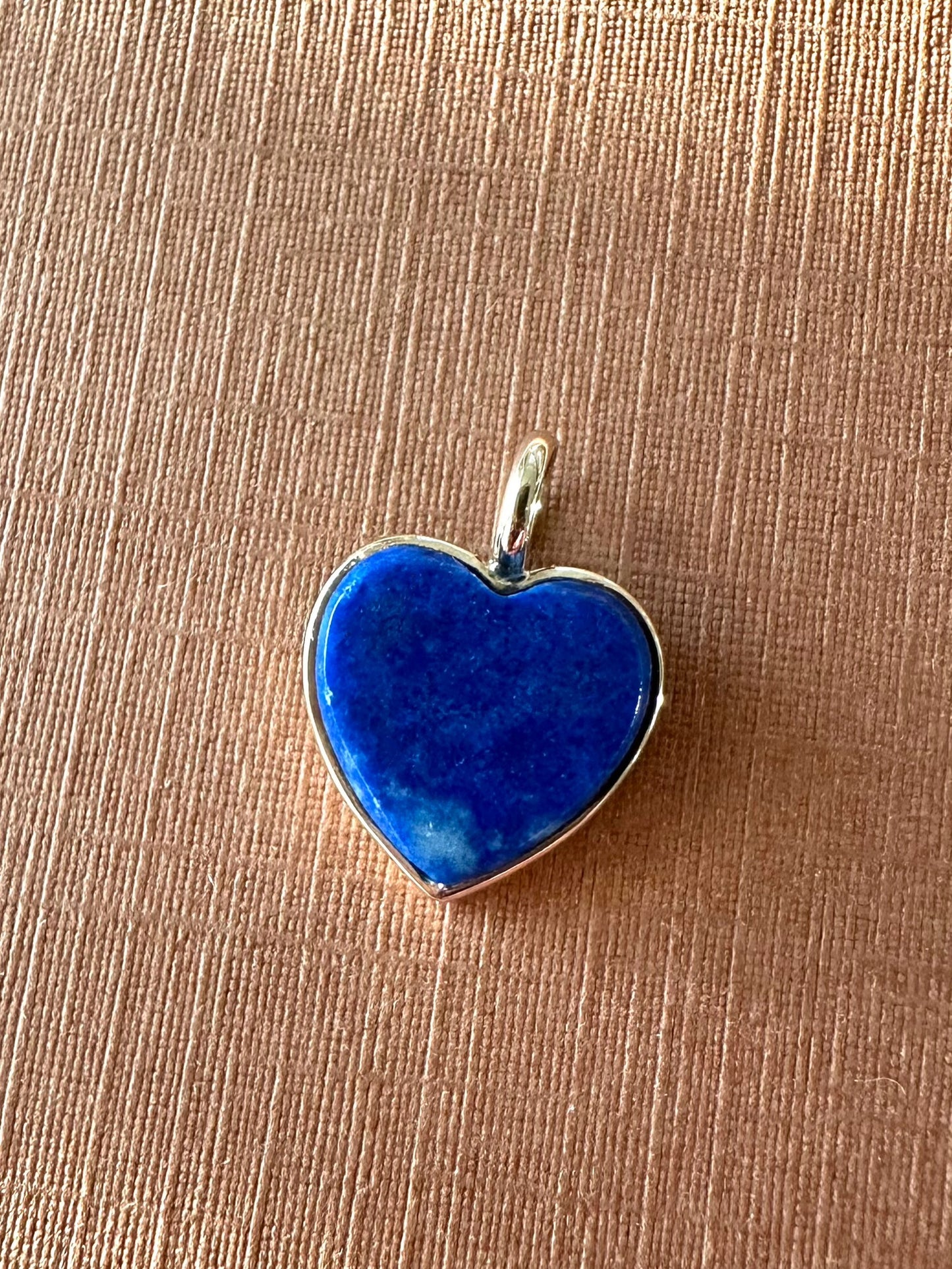 14k Solid Yellow Gold, Blue Lapis Lazuli “Heart” Mini Pendant